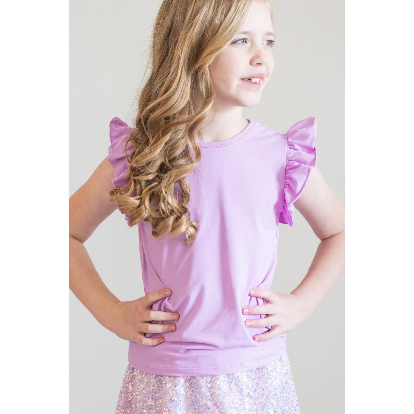 Bright Lilac S/S Ruffle Tee