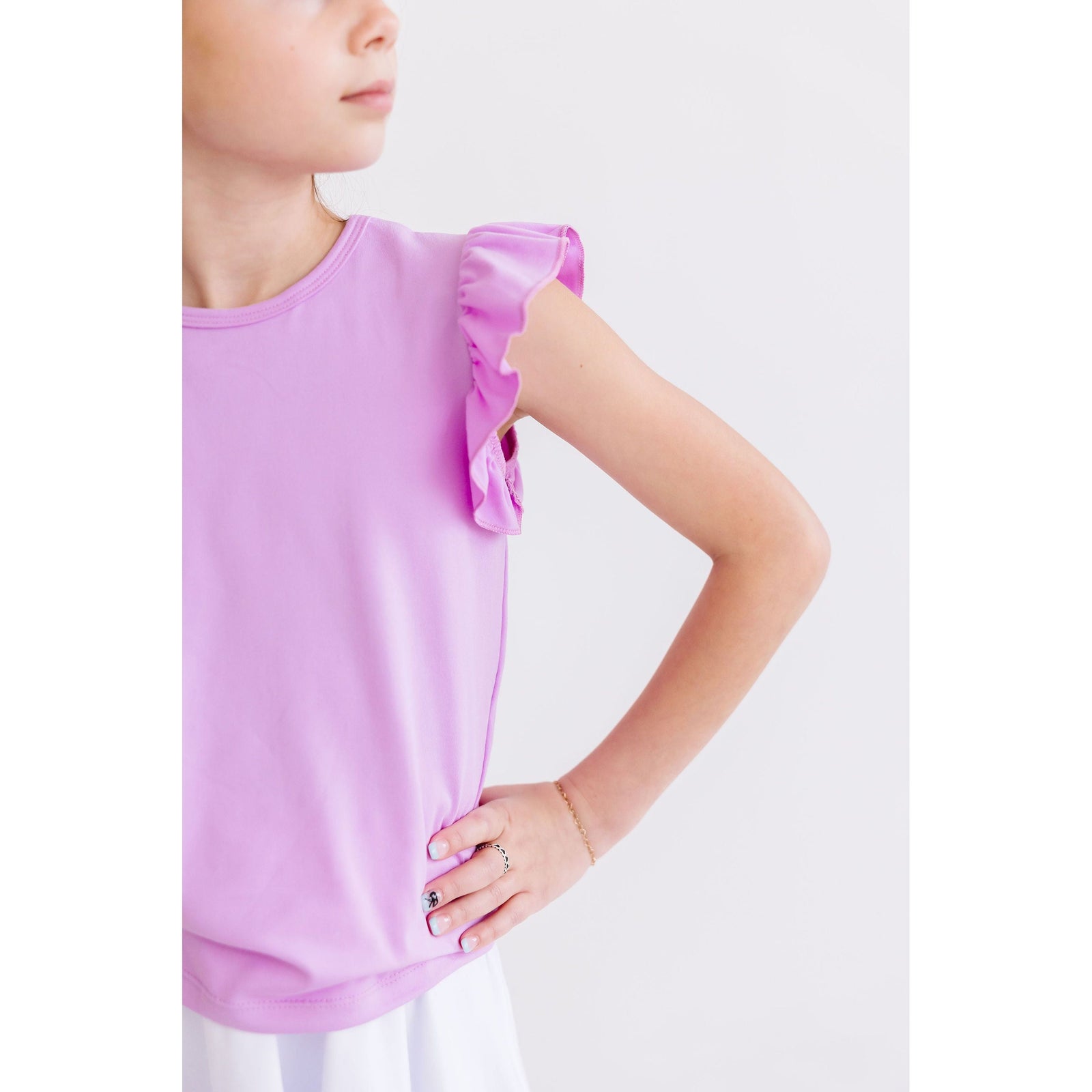 Bright Lilac S/S Ruffle Tee
