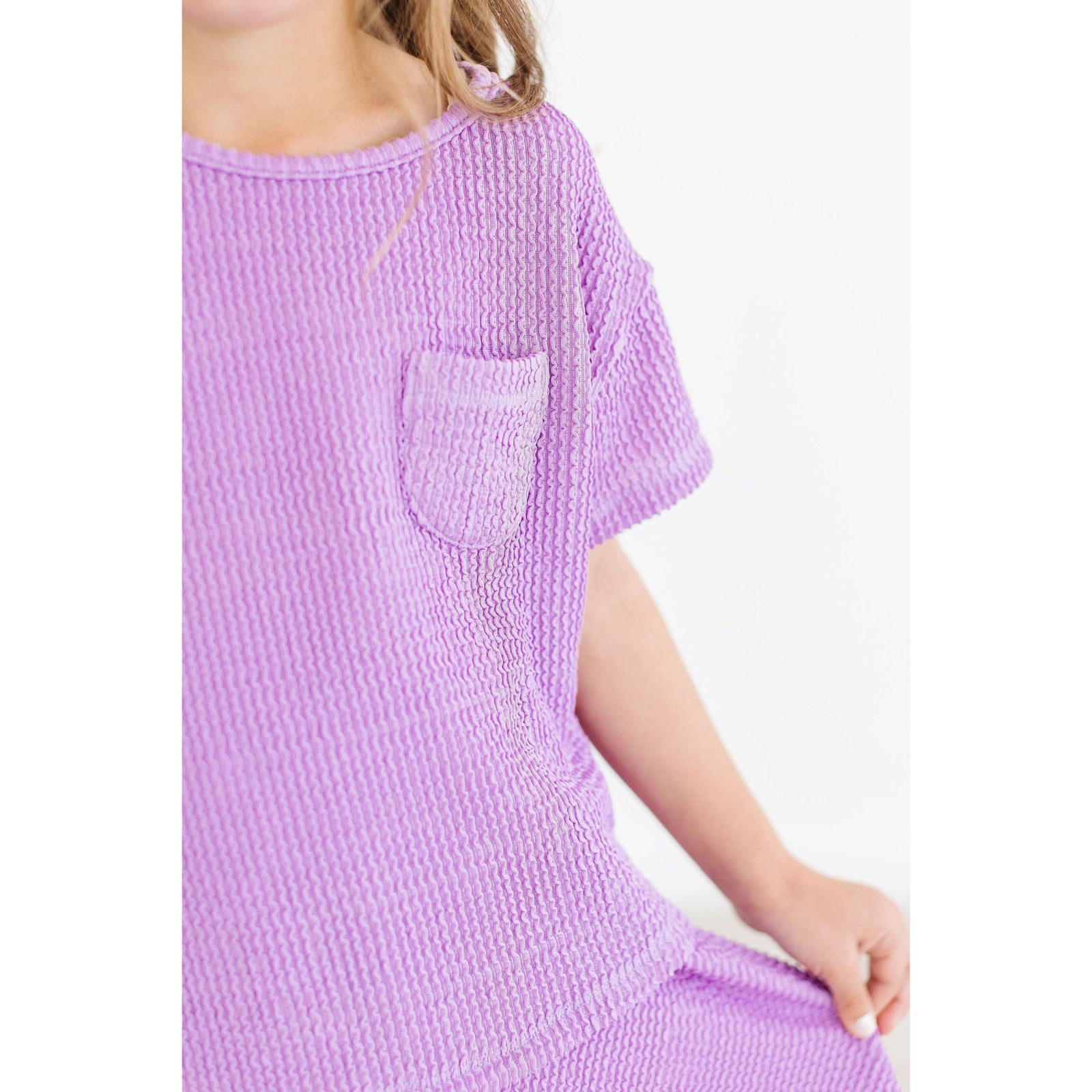 Bright Lilac Scrunchy Pocket Tee