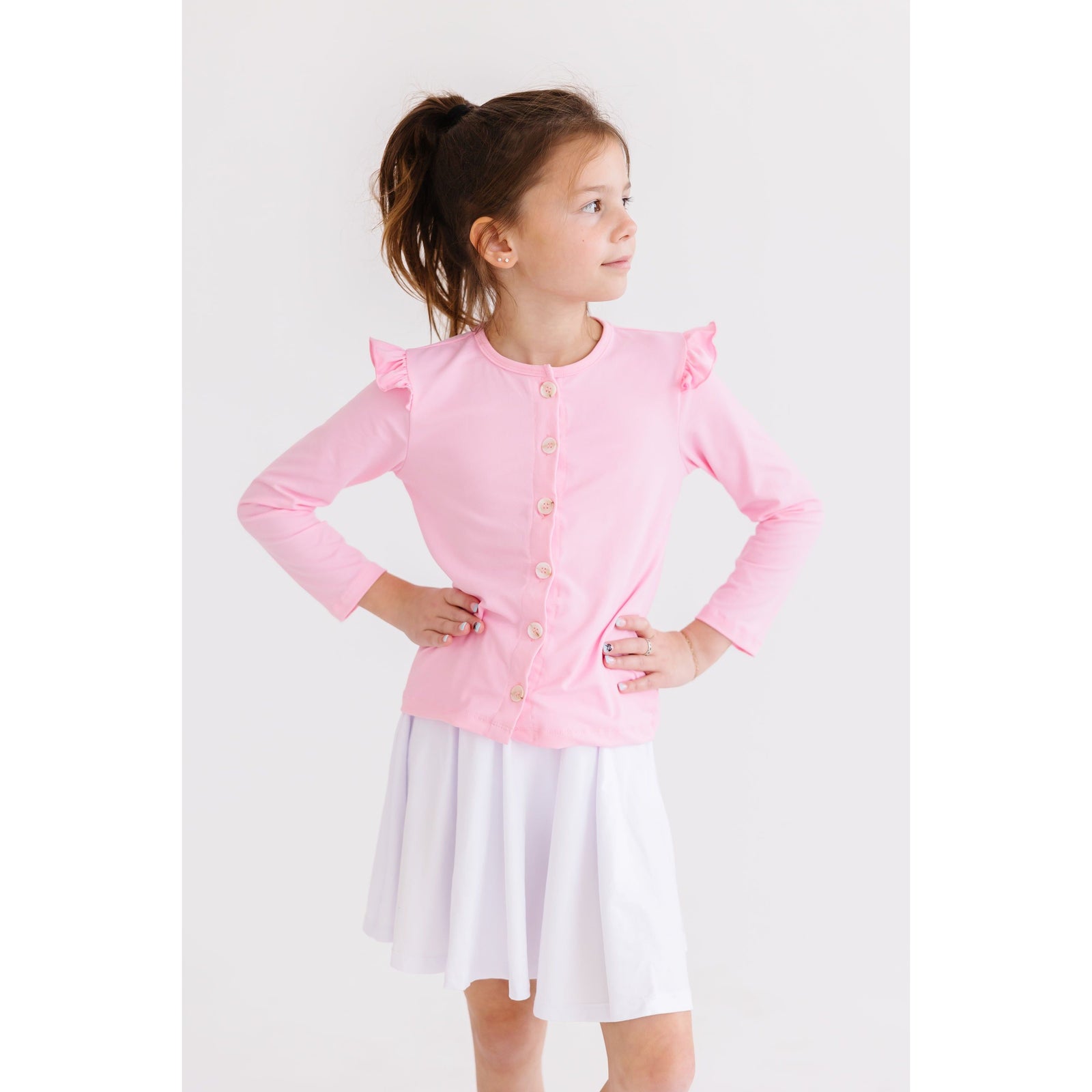 Bubblegum Pink Ruffle Cardigan