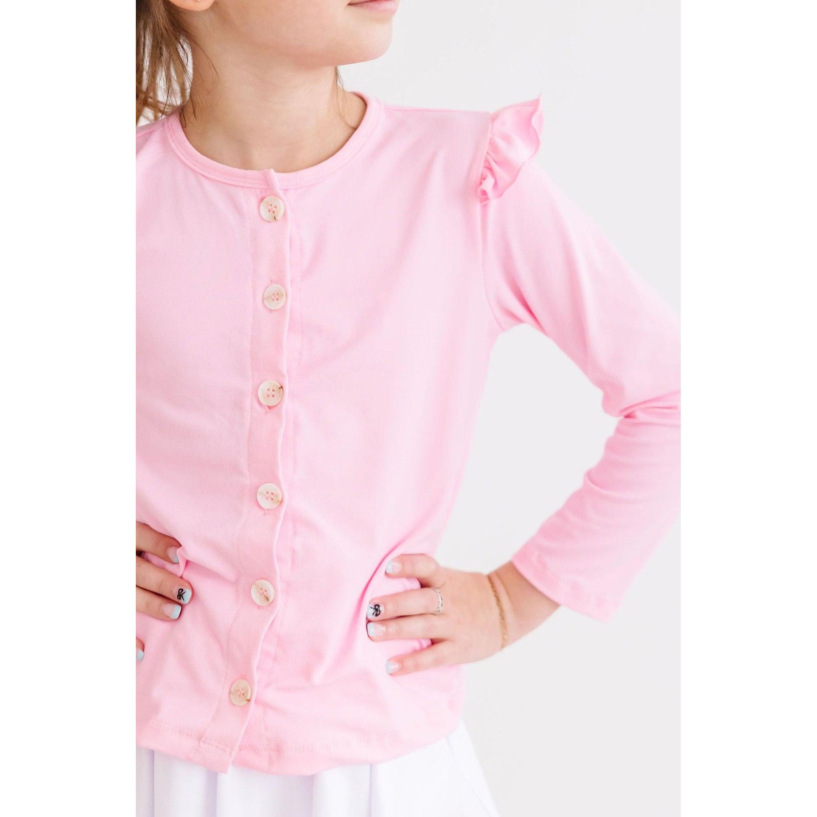 Bubblegum Pink Ruffle Cardigan