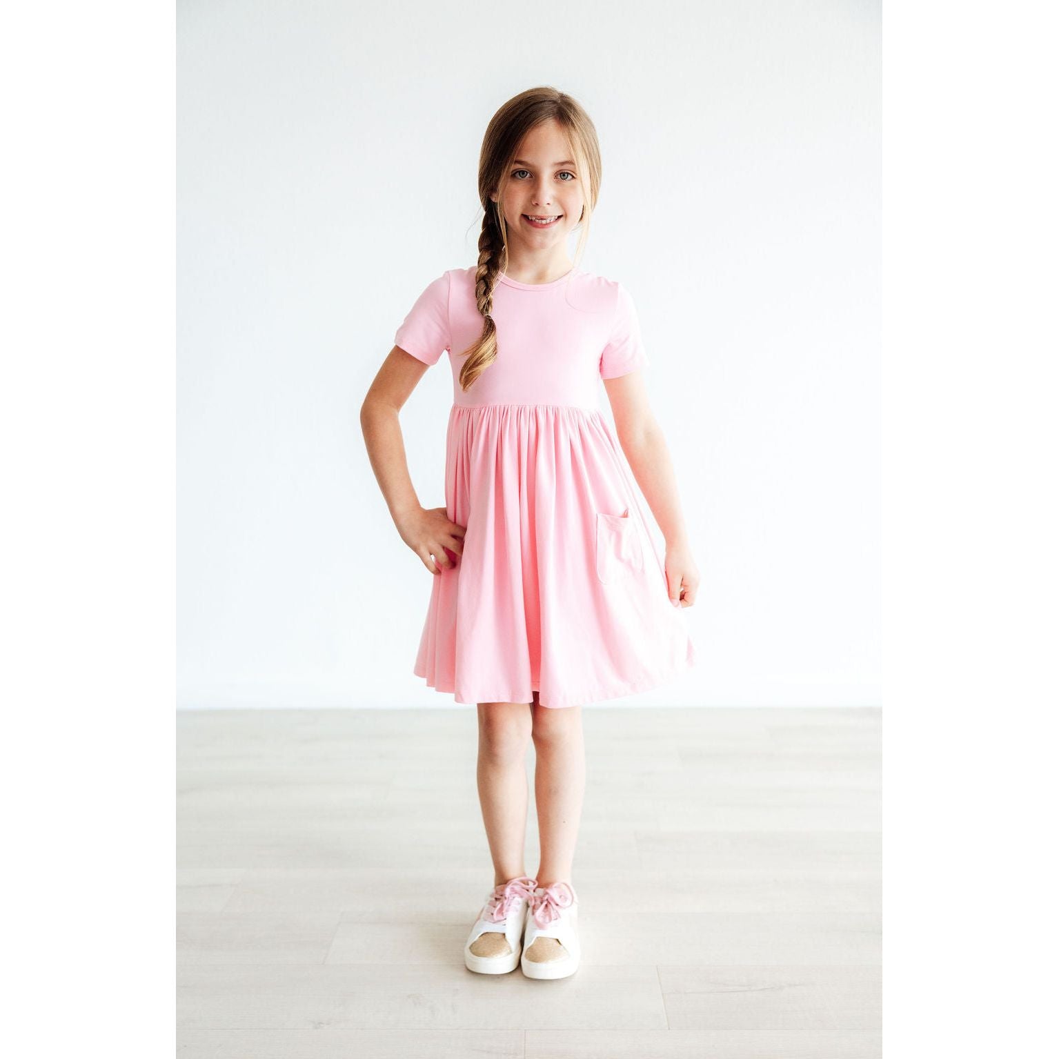 Bubblegum Pink S/S Pocket Twirl Dress