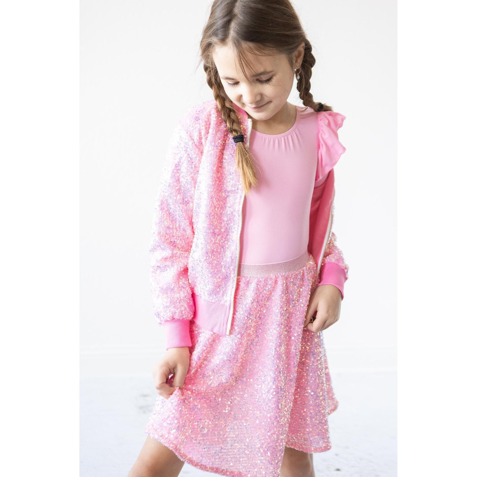 Bubblegum Pink Sequin Twirl Skort