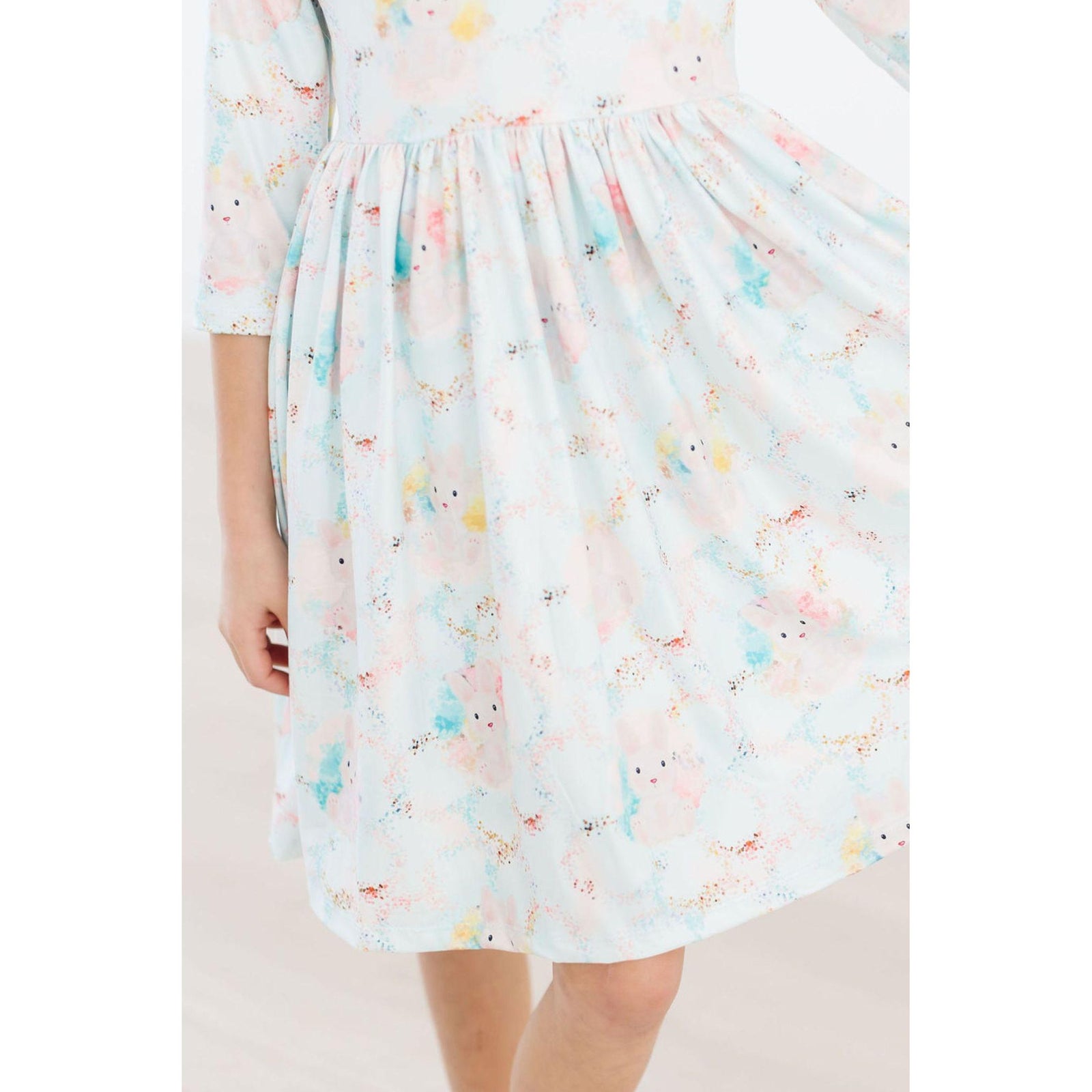 Bunny Dreams 3/4 Sleeve Pocket Twirl Dress