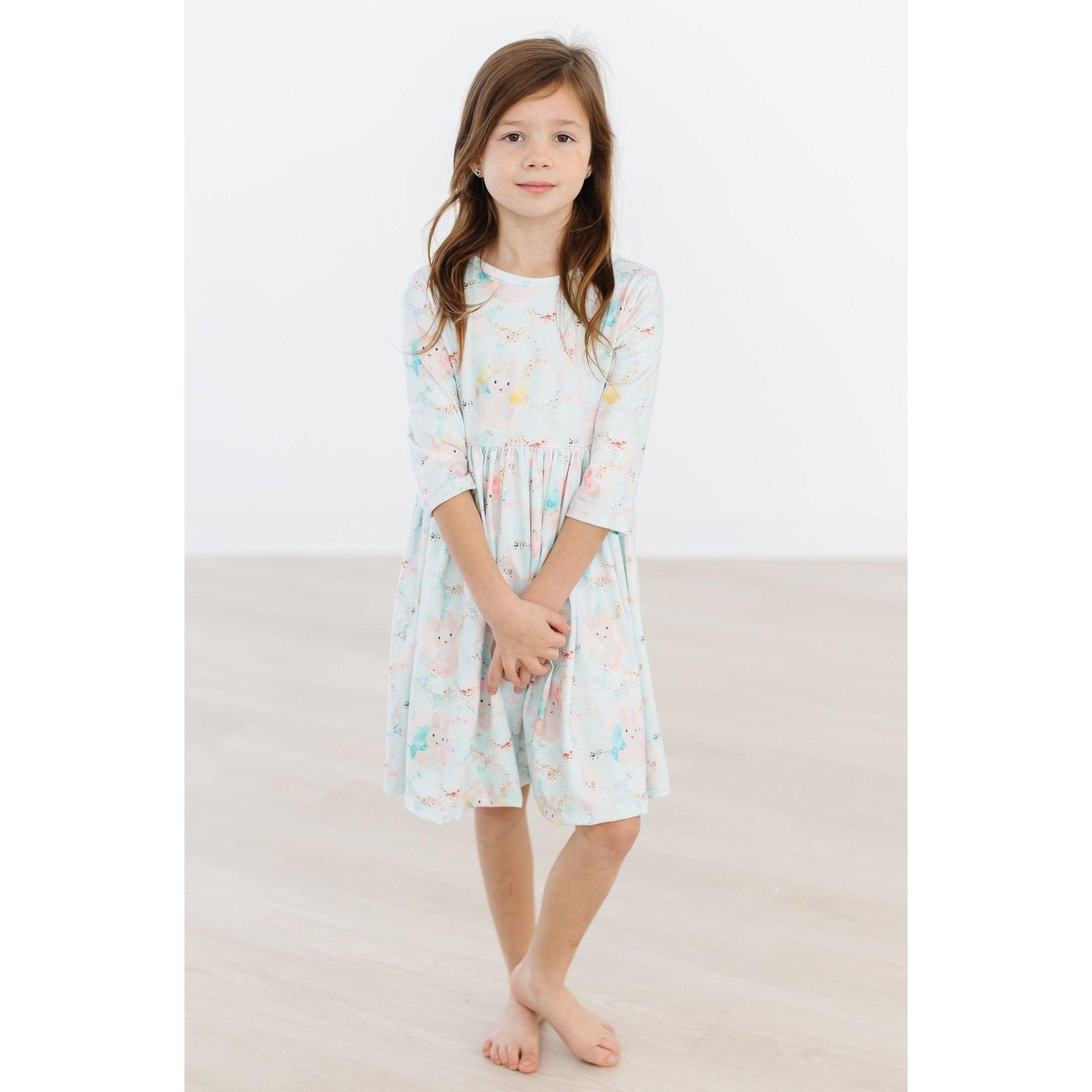 Bunny Dreams 3/4 Sleeve Pocket Twirl Dress