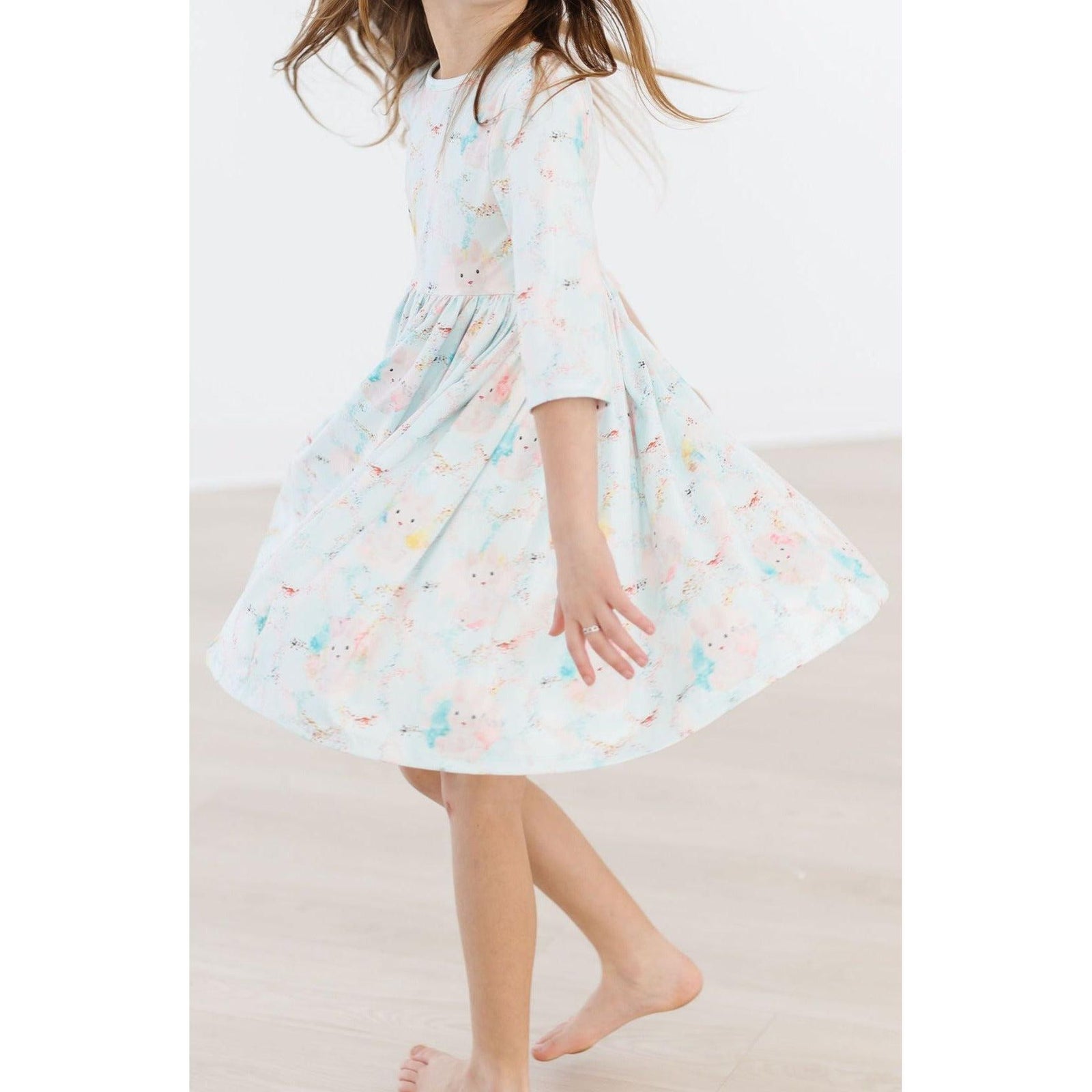 Bunny Dreams 3/4 Sleeve Pocket Twirl Dress