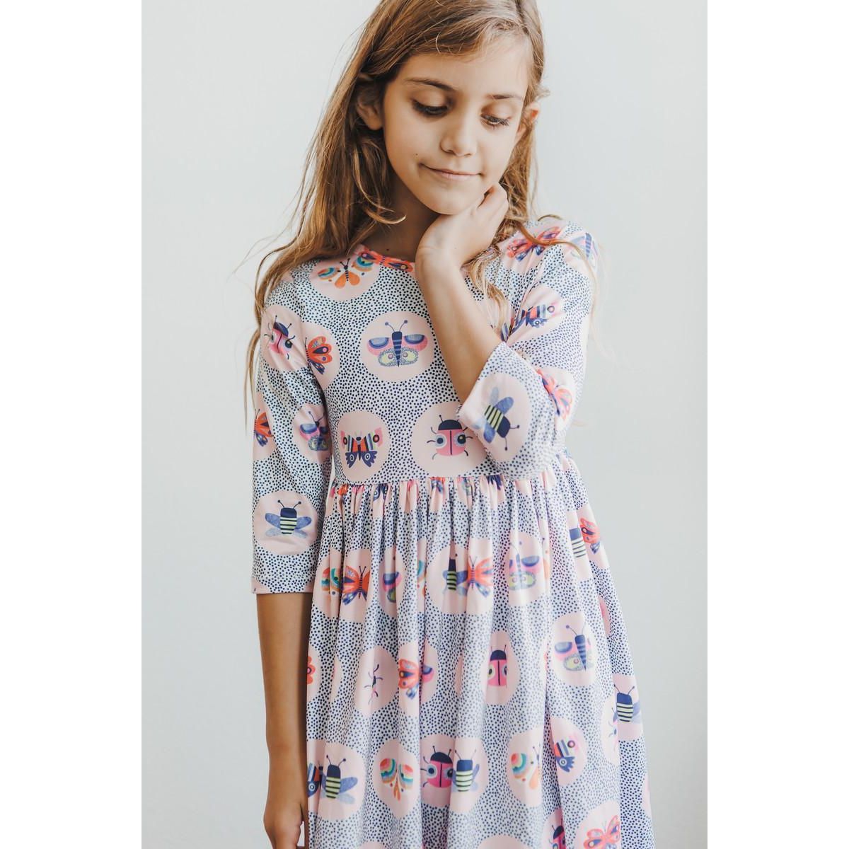 Butterfly Effect 3/4 Sleeve Pocket Twirl Dress