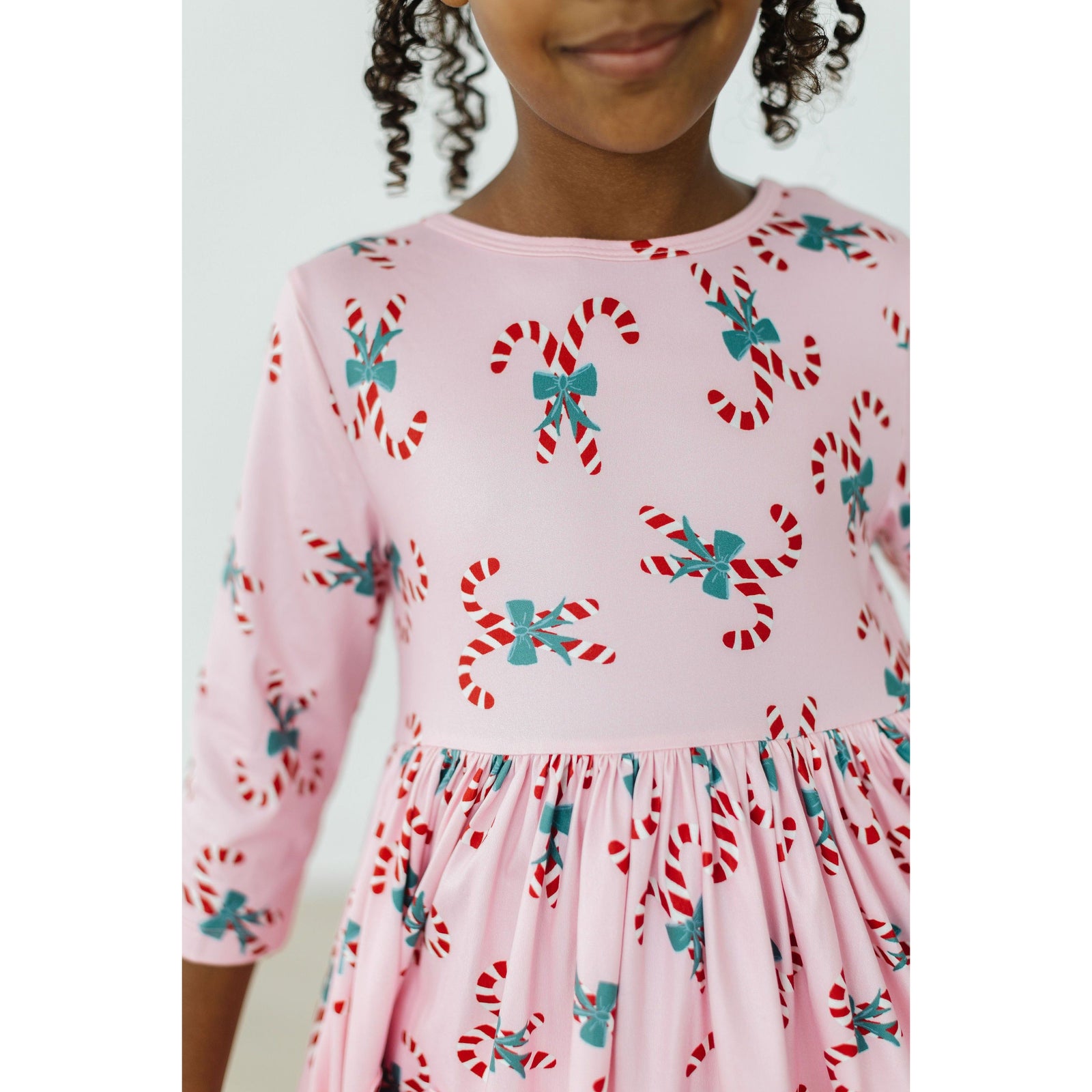 Candy Cane Cutie 3/4 Sleeve Pocket Twirl Dress