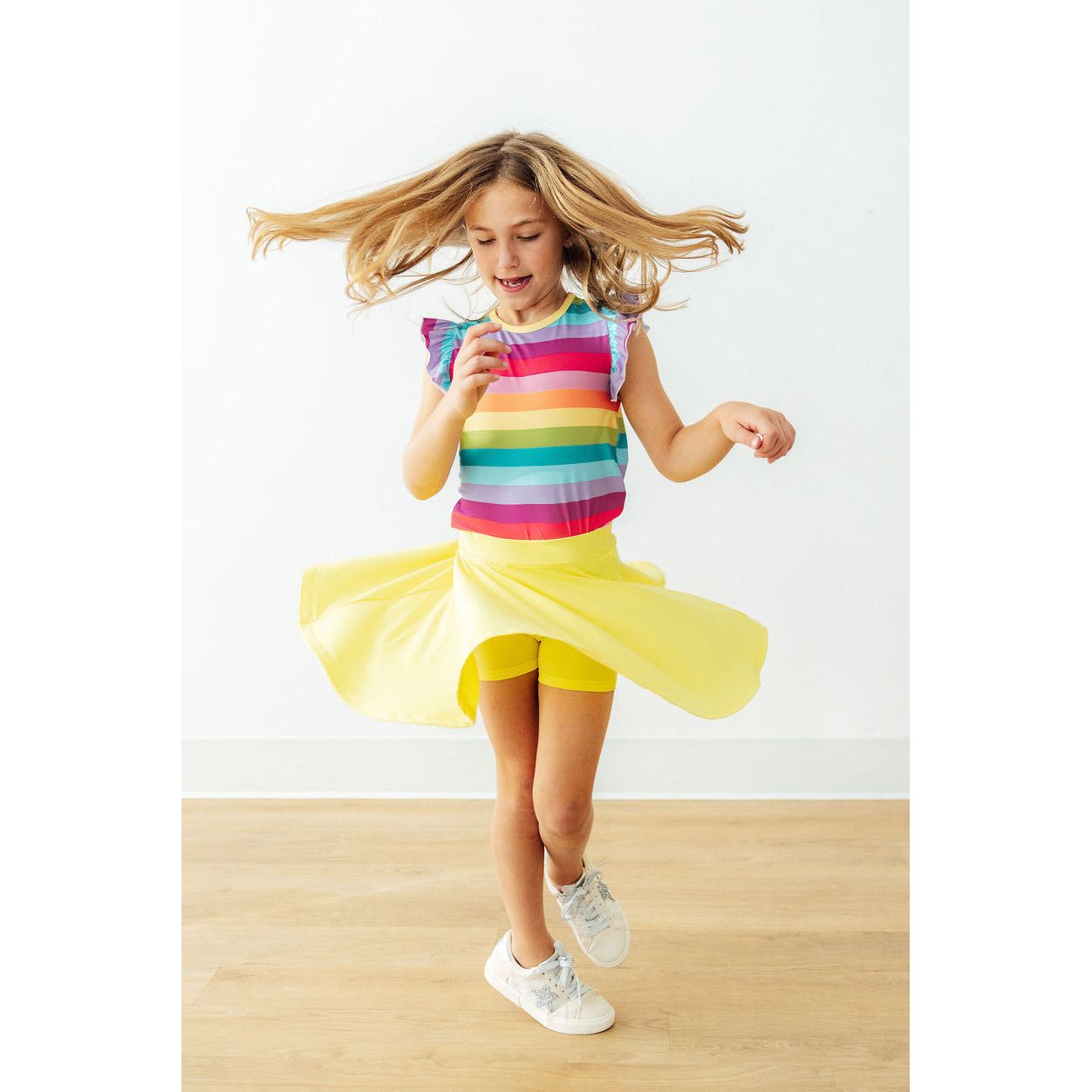 Cheerful Stripes S/S Ruffle Tee