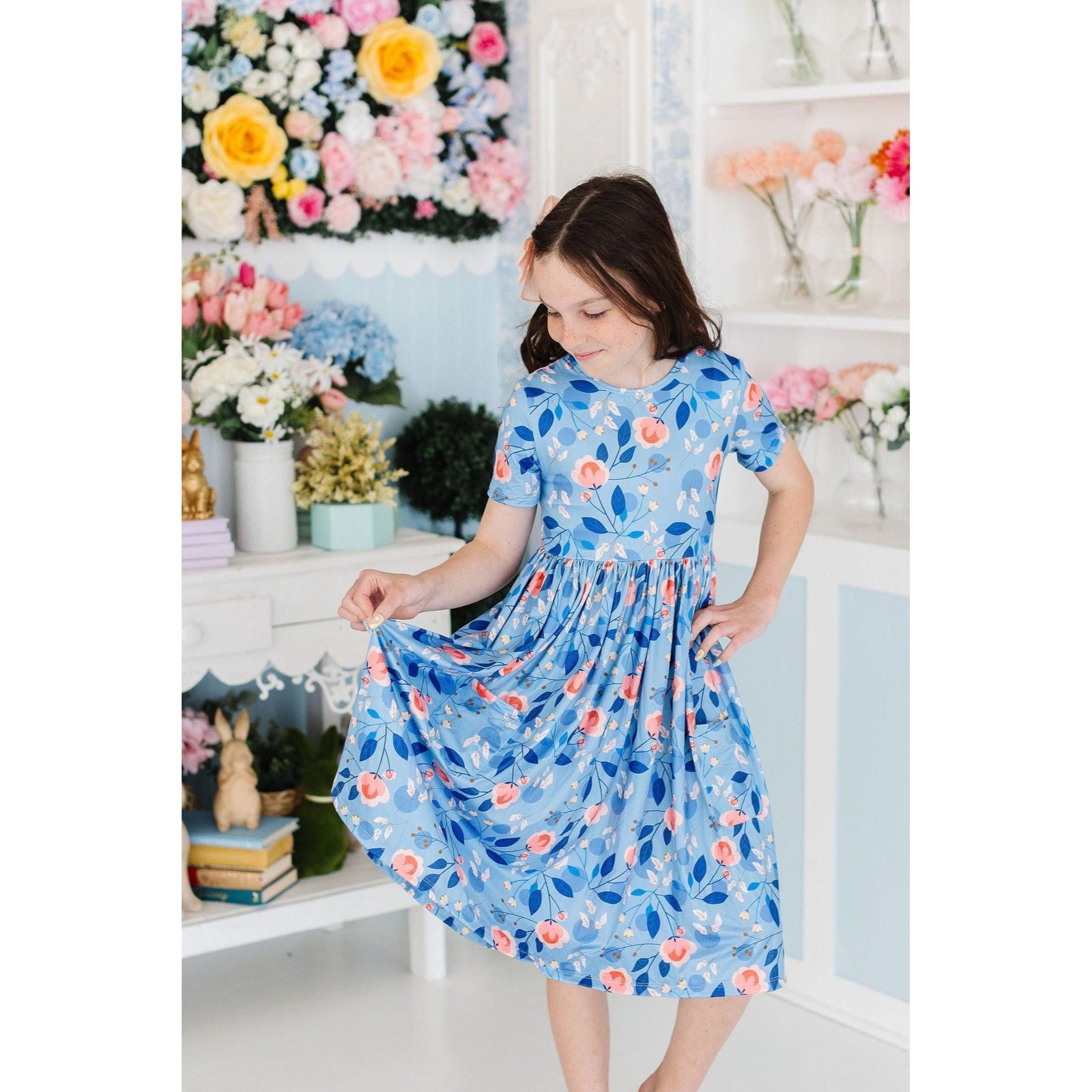 Country Blooms S/S Pocket Twirl Dress