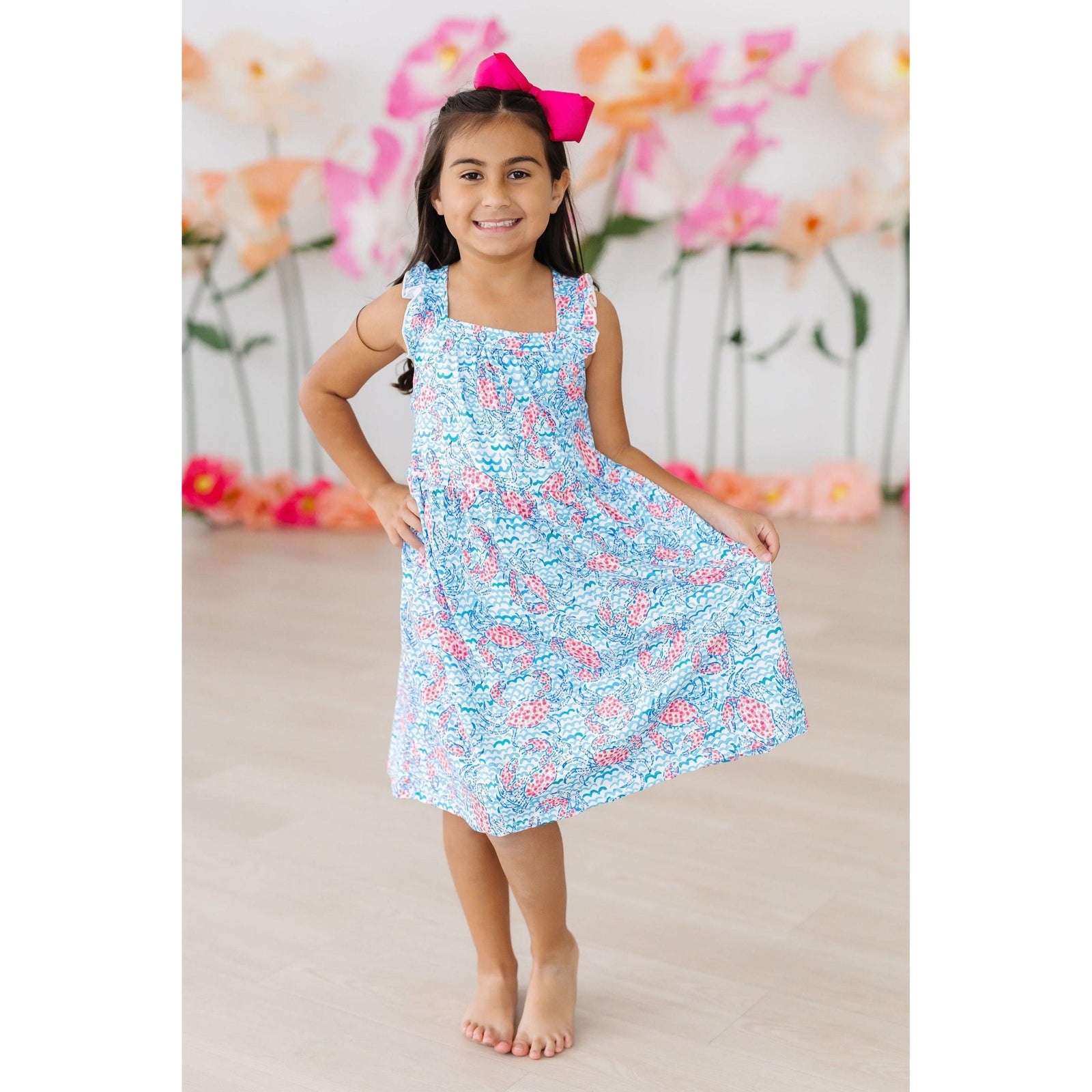 Crab Walk Ruffle Cross Back Dress