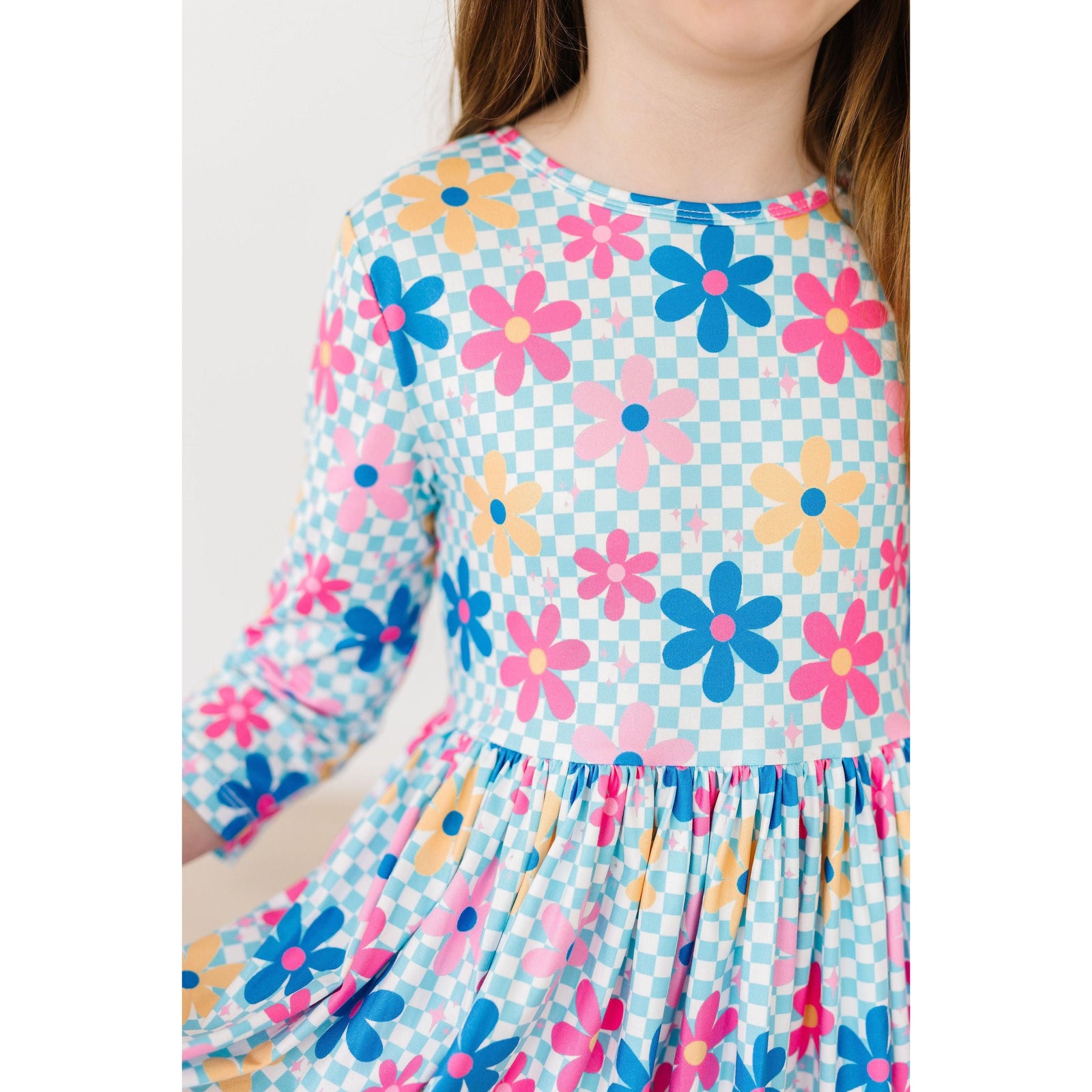Crazy Daisy 3/4 Sleeve Pocket Twirl Dress
