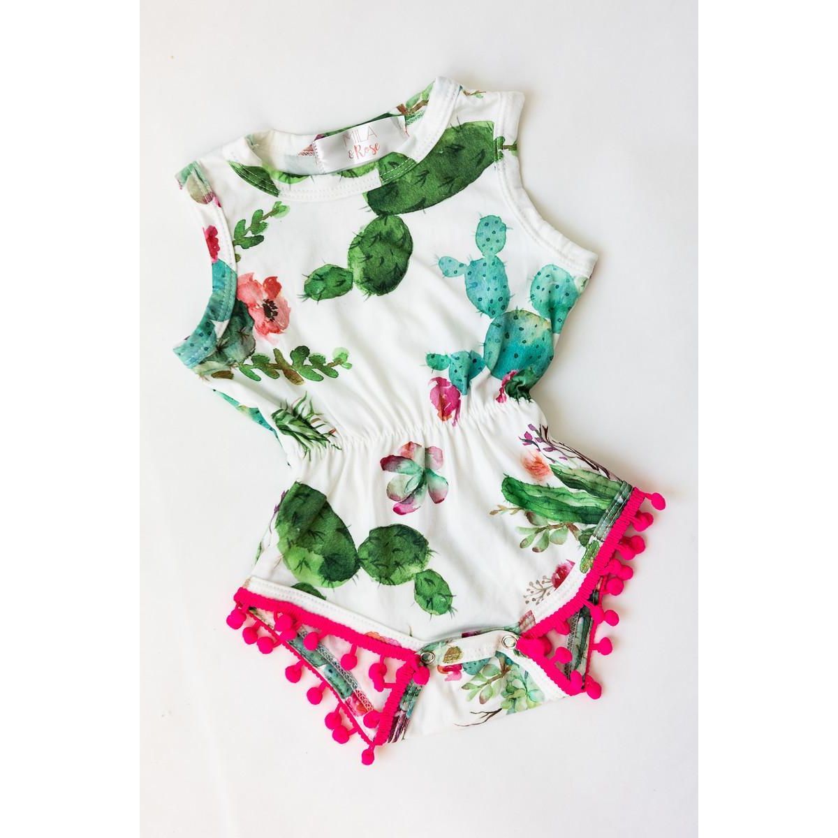 Cute Cactus Pom Pom Romper