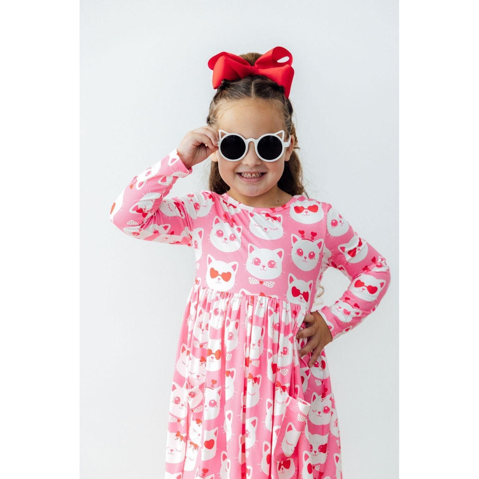 Cutie Cat L/S Pocket Twirl Dress