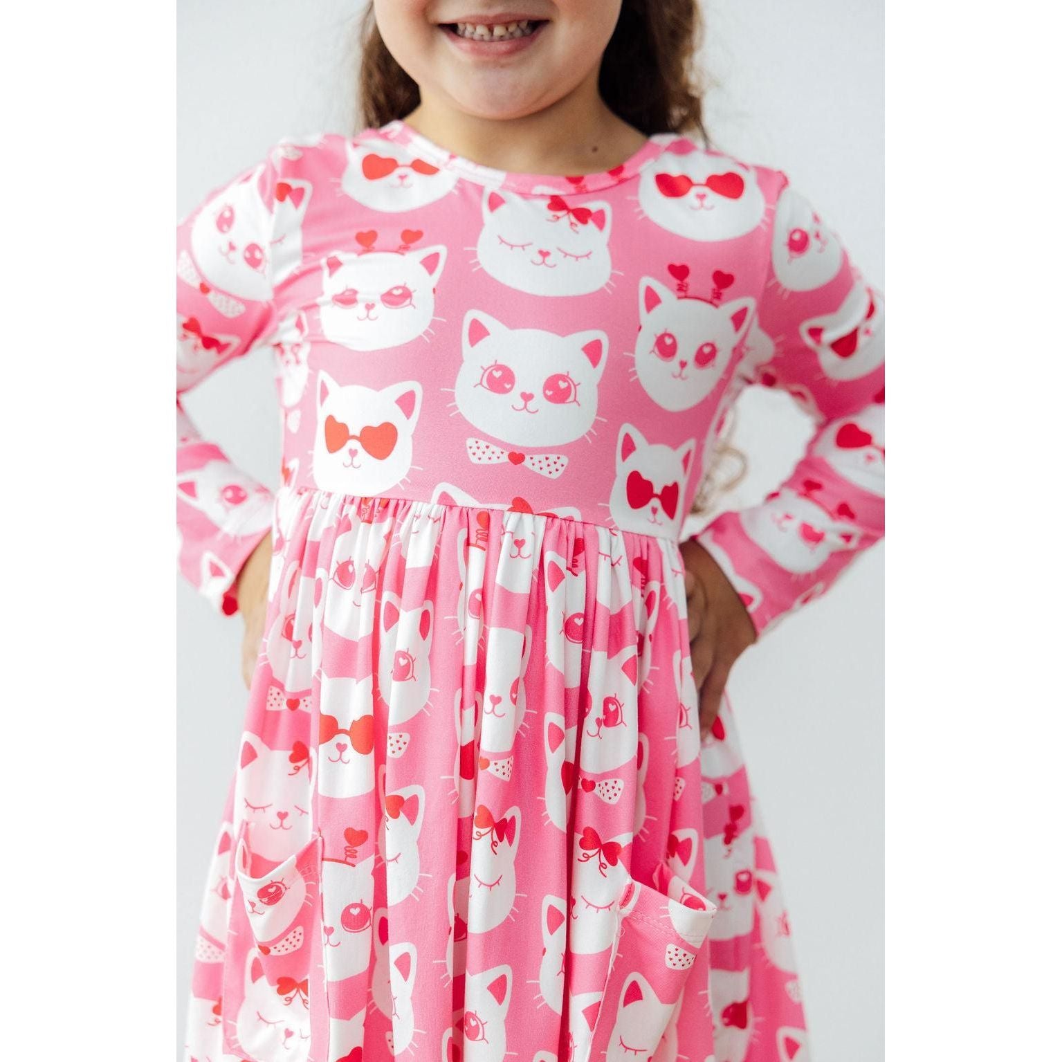 Cutie Cat L/S Pocket Twirl Dress