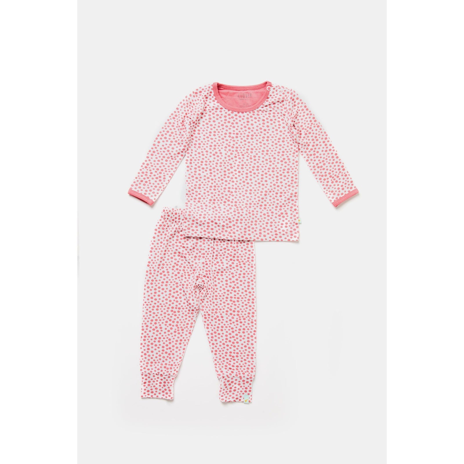 Long Sleeve Pajama Set - Coral Dots