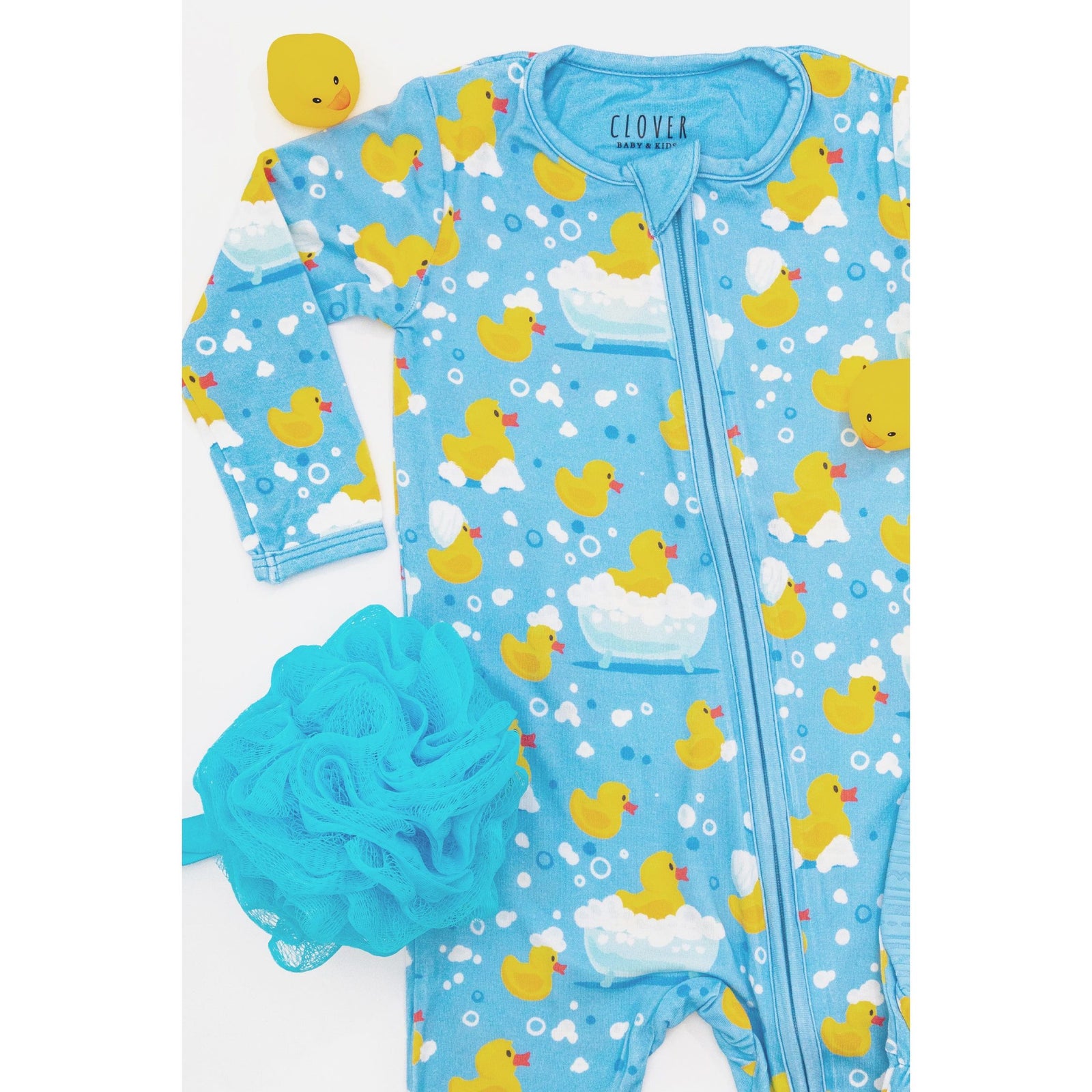 Soft & Stretchy Zipper Footie - Rubber Duckies