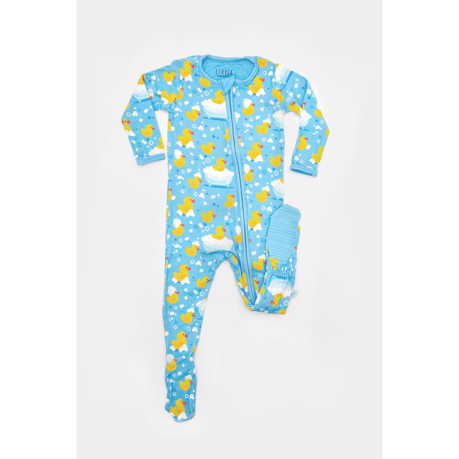 Soft & Stretchy Zipper Footie - Rubber Duckies