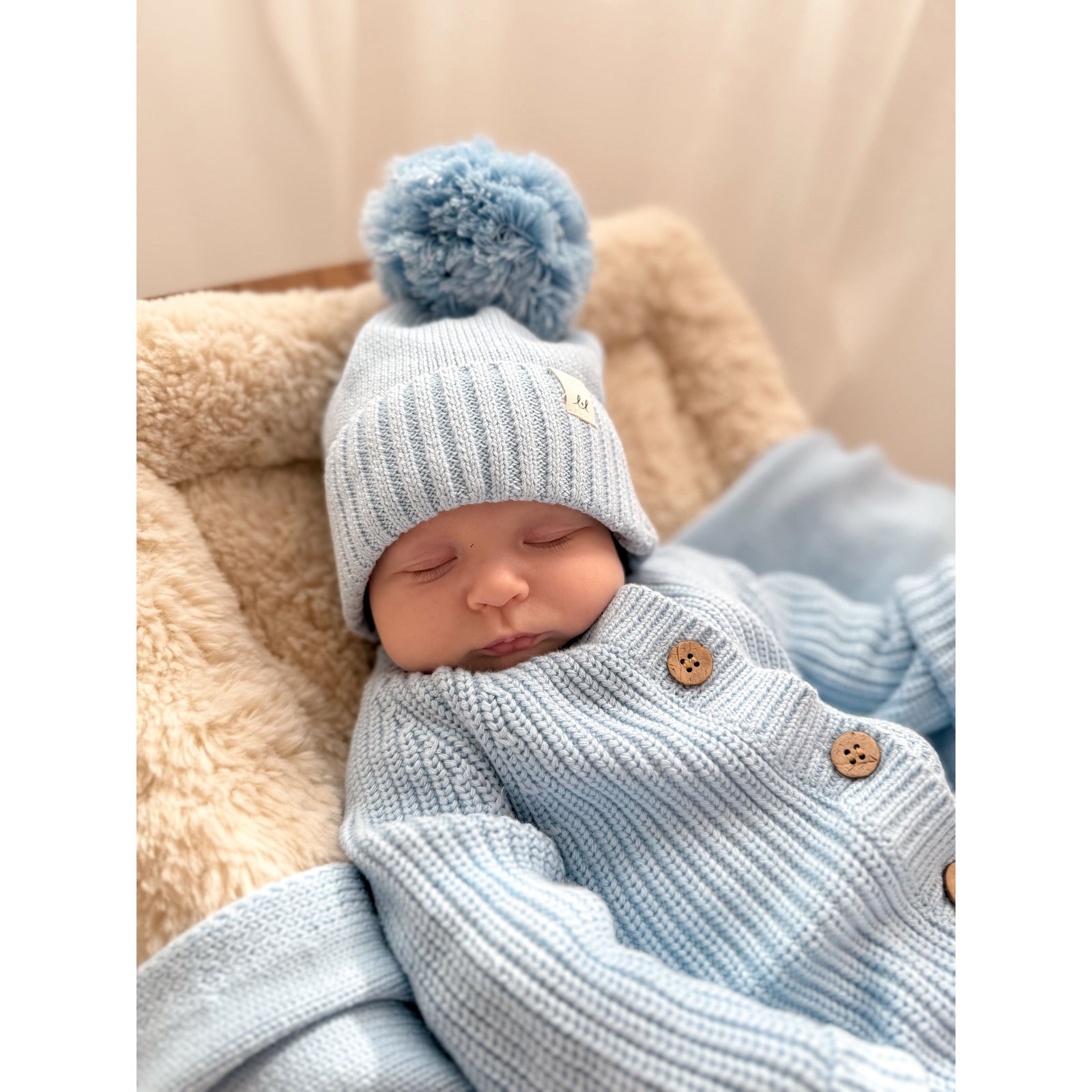 Luna + Luca Pom Beanie - Powder Blue