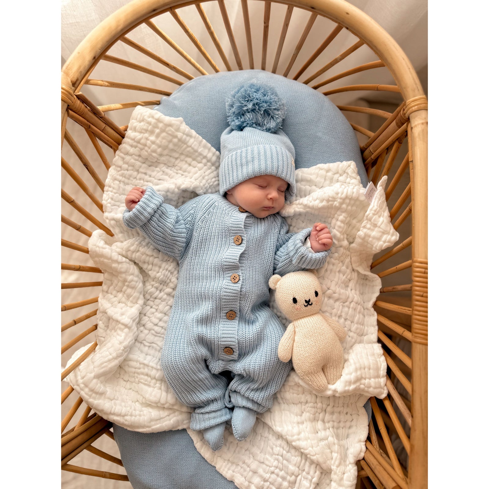 Luna + Luca Pom Beanie - Powder Blue