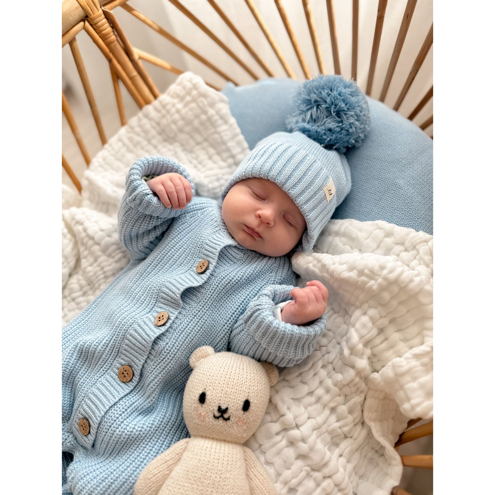 Classic Chunky Knit Jumpsuit - Powder Blue