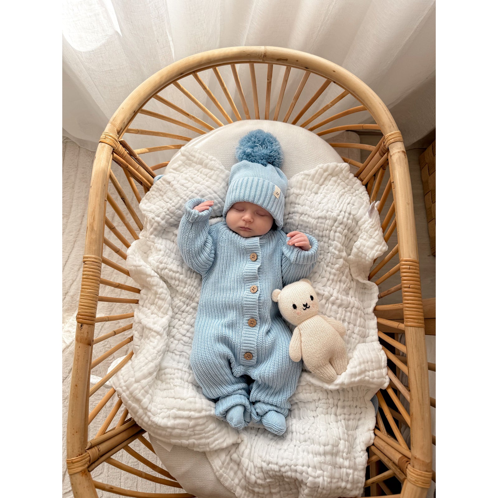 Classic Chunky Knit Jumpsuit - Powder Blue