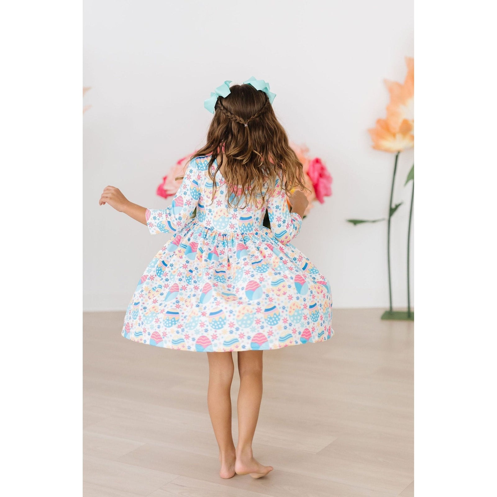 Egg-cellent 3/4 Sleeve Pocket Twirl Dress