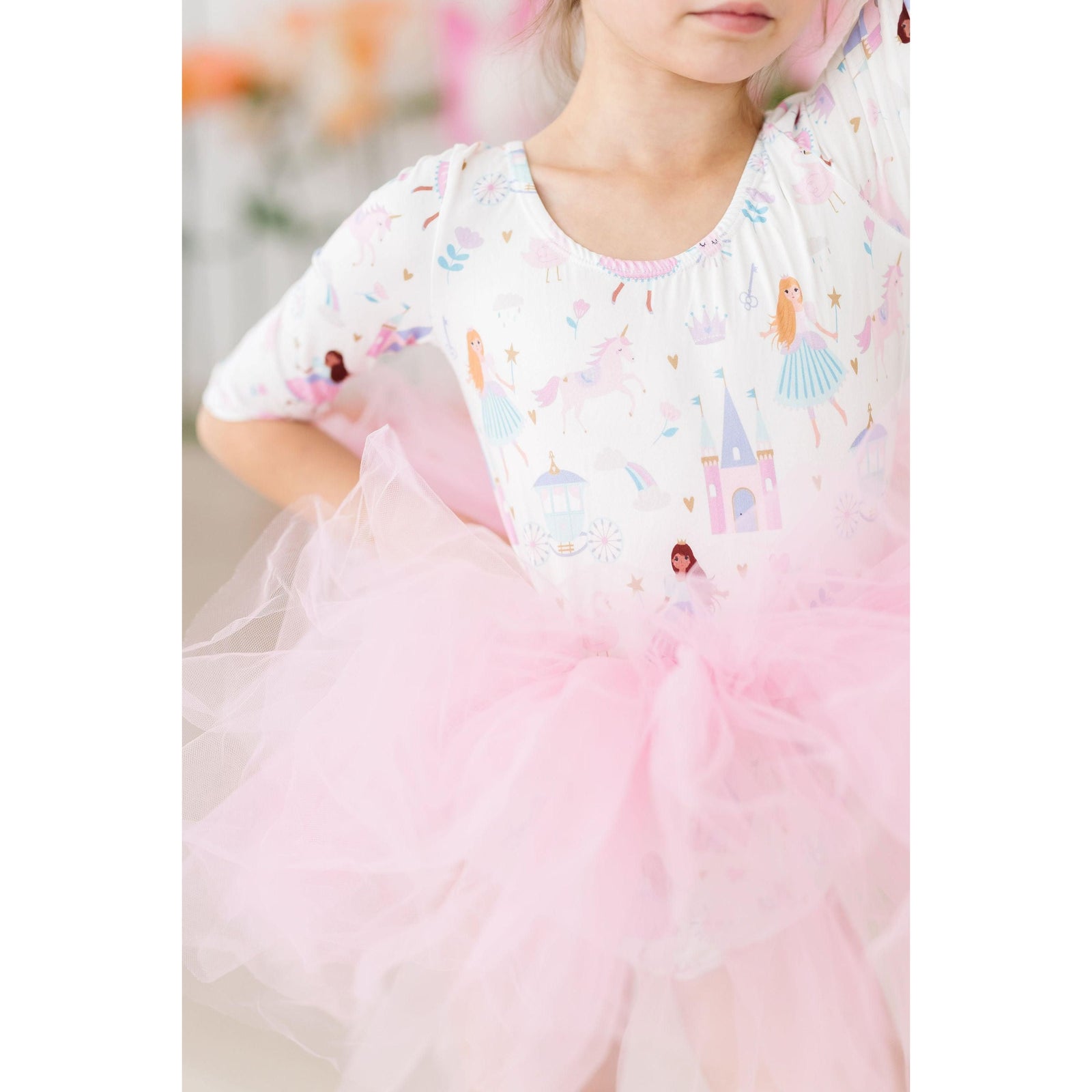 Fairy Princess 3/4 Sleeve Tutu Leotard