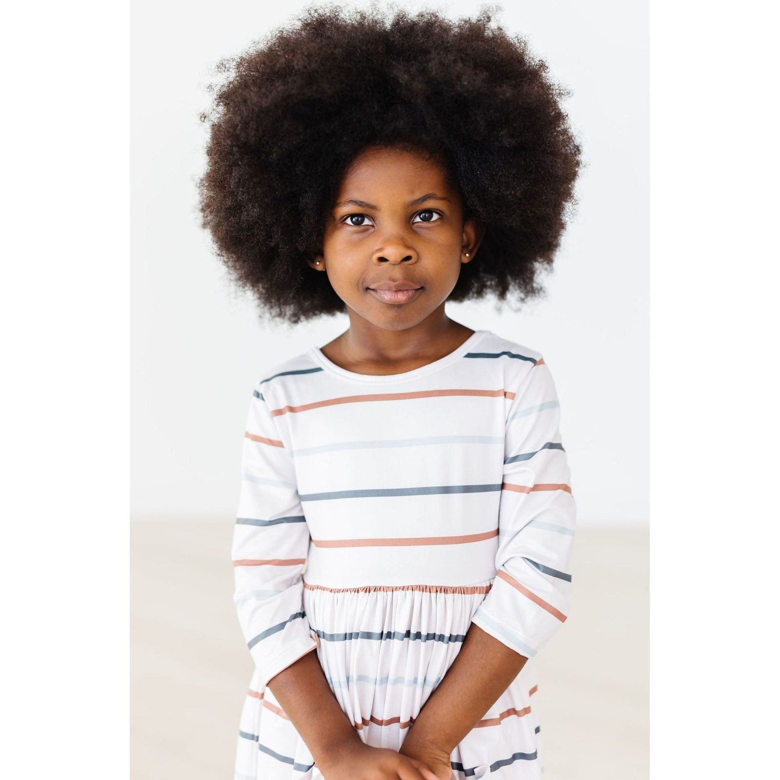 Fall Stripes 3/4 Sleeve Pocket Twirl Dress