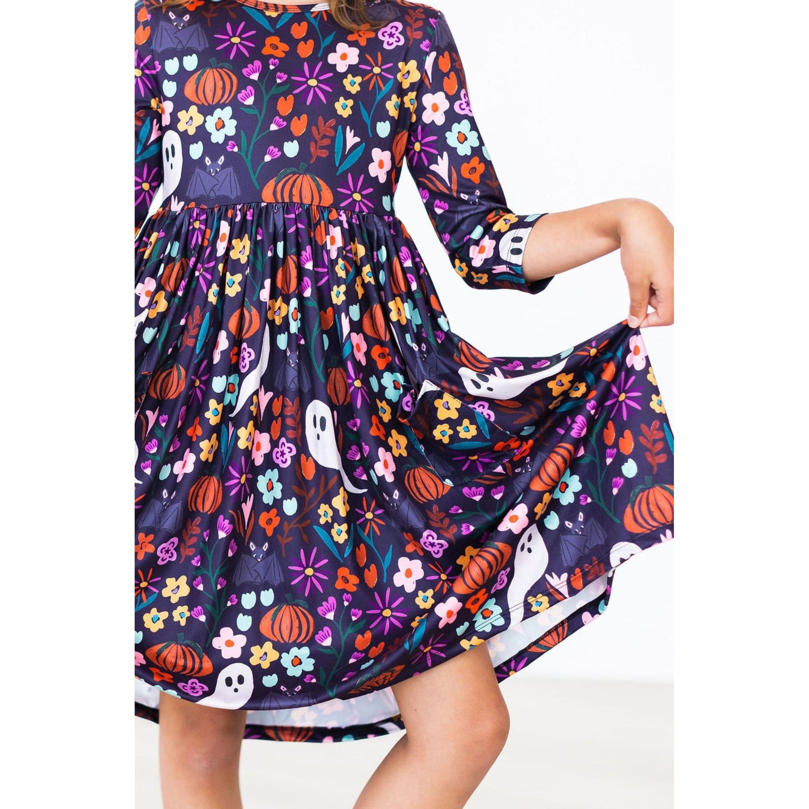 Fangtastic 3/4 Sleeve Pocket Twirl Dress