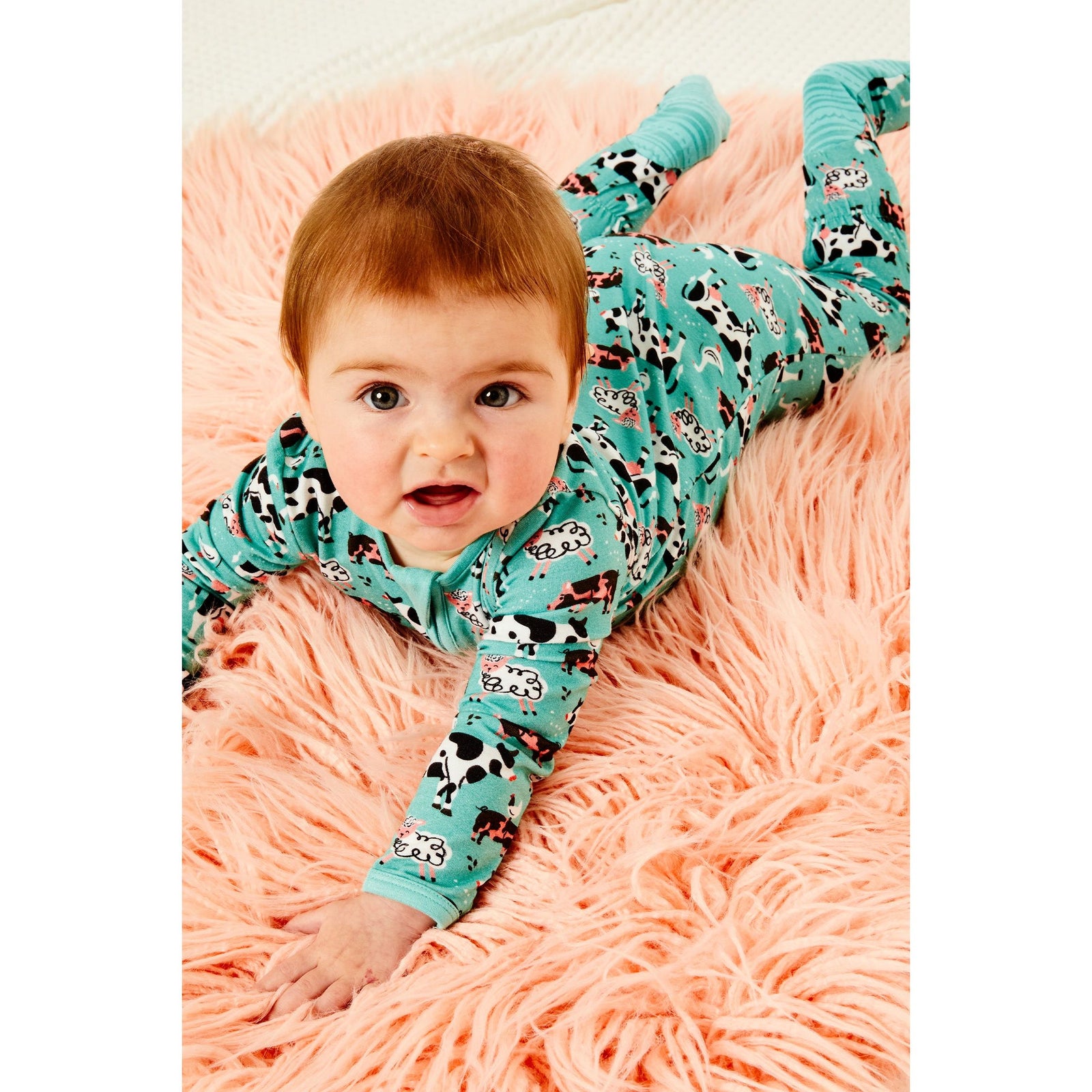 Soft & Stretchy Zipper Footie - Farm Friends