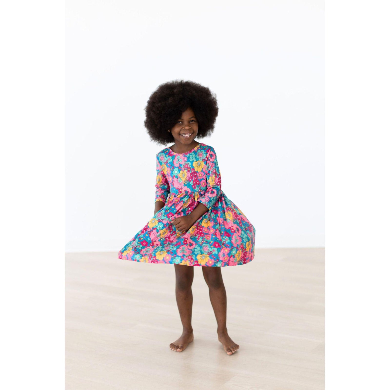 Feeling Floral 3/4 Sleeve Pocket Twirl Dress