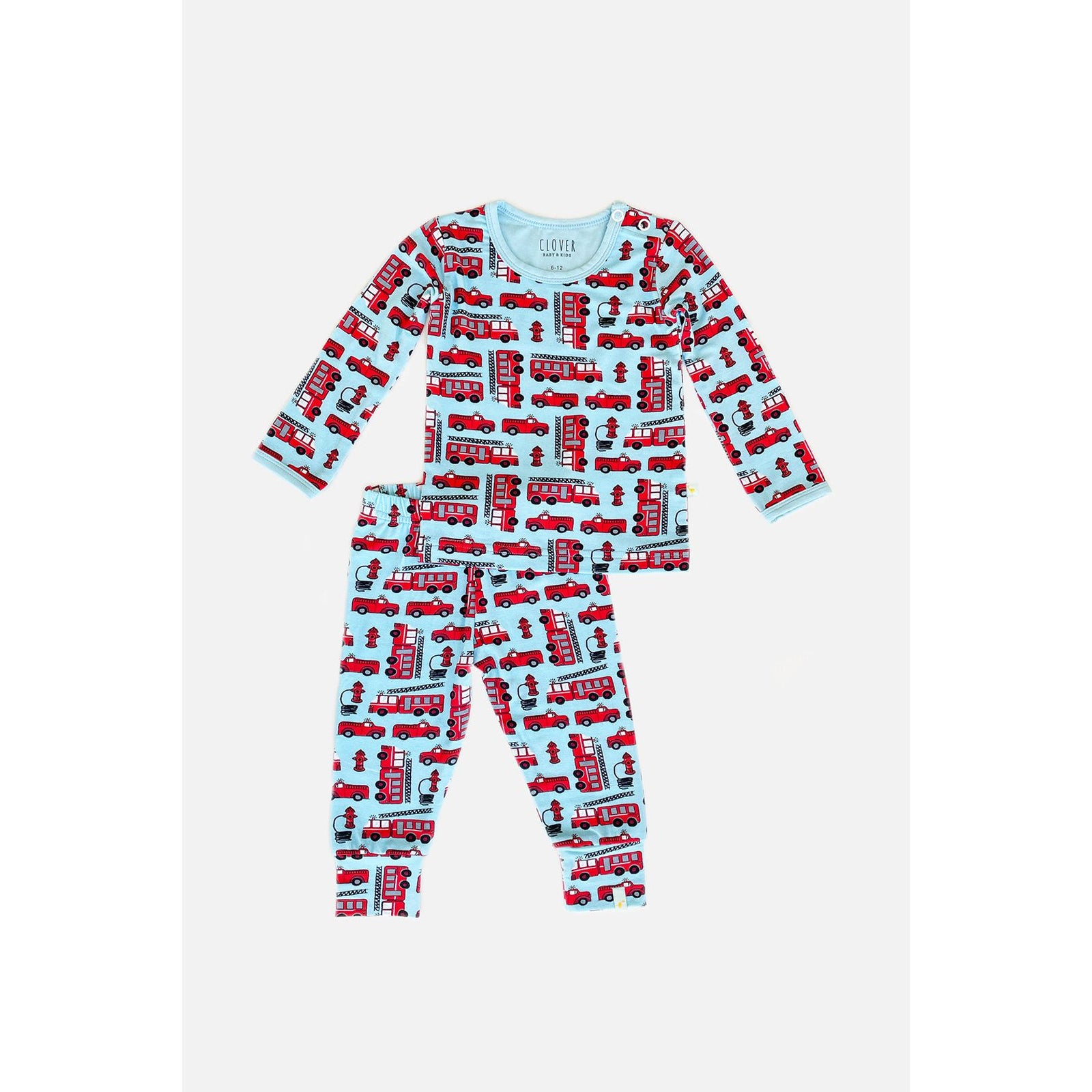 Long Sleeve Pajama Set - Fire Trucks