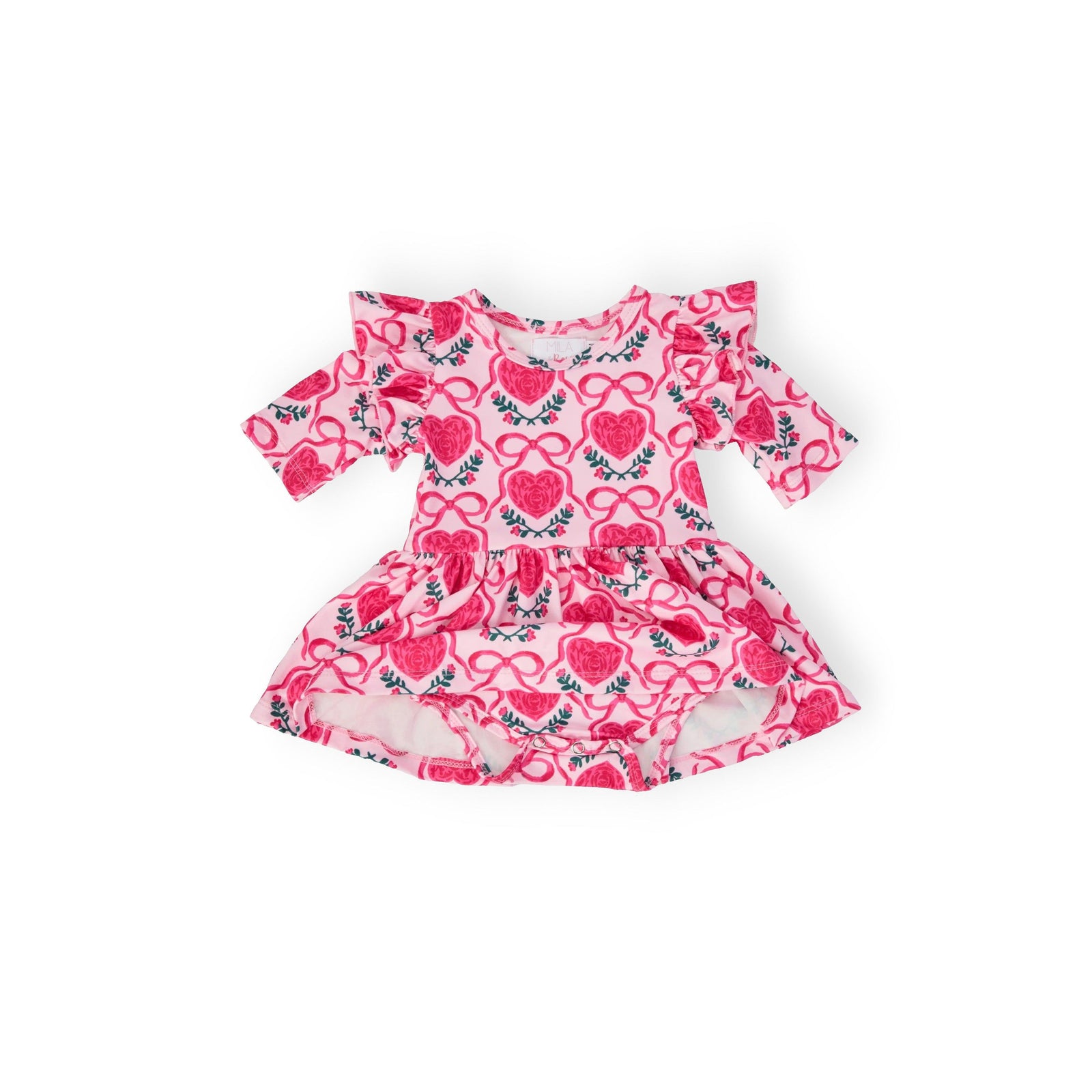 Fluttering Hearts 3/4 Sleeve Flutter Twirl Bodysuit