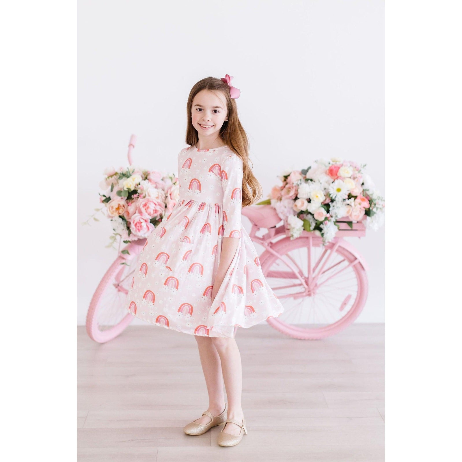Fun & Flowers 3/4 Sleeve Pocket Twirl Dress
