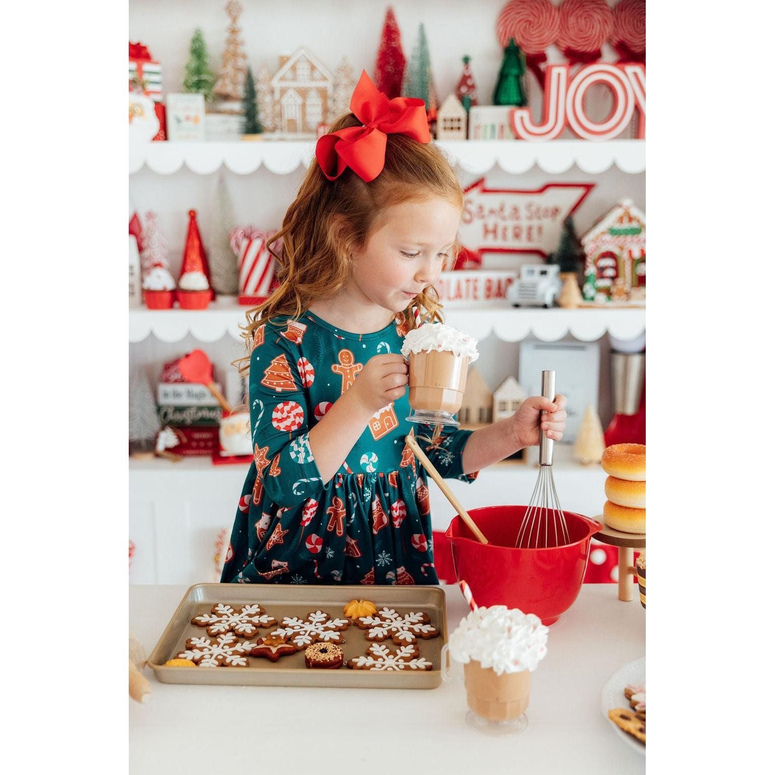 Gingerbread House 3/4 Sleeve Pocket Twirl Dress
