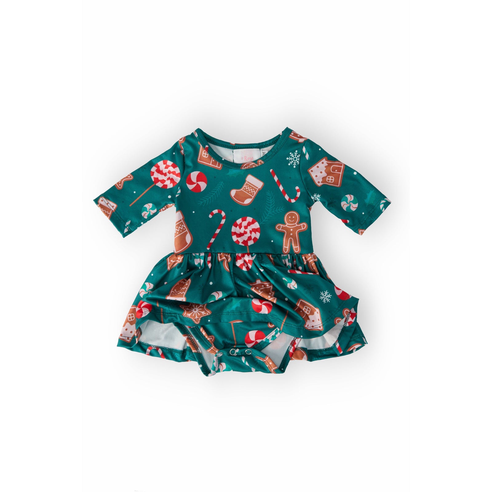 Gingerbread House 3/4 Sleeve Twirl Bodysuit