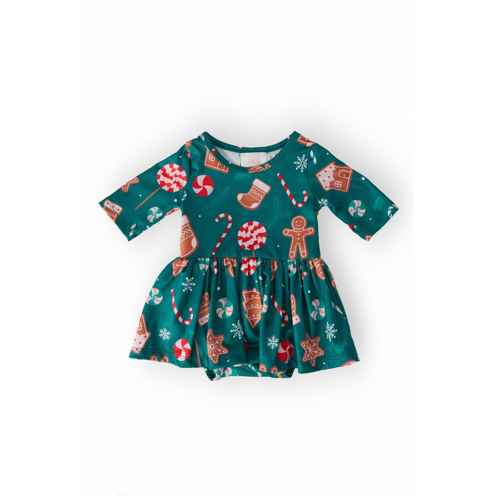 Gingerbread House 3/4 Sleeve Twirl Bodysuit
