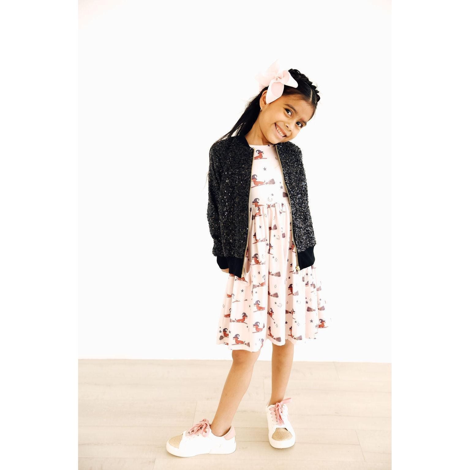 Happy Howl-oween 3/4 Sleeve Pocket Twirl Dress