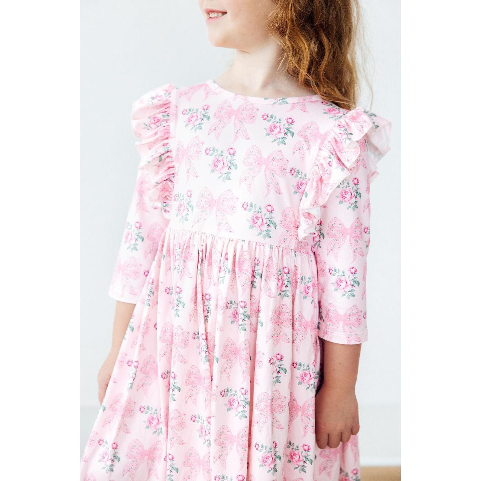 Heirloom Garden 3/4 Sleeve Ruffle Twirl Dress