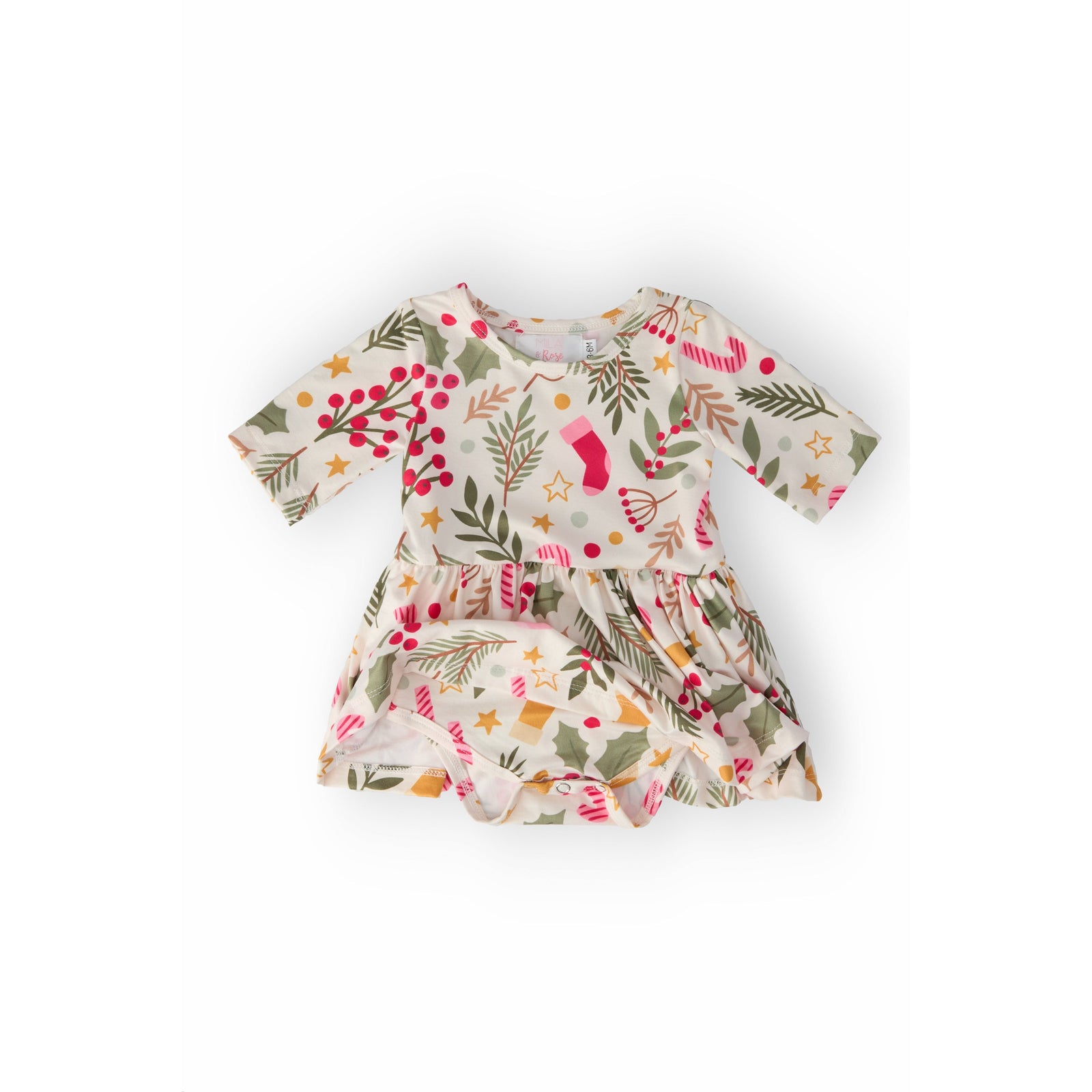 Holly Jolly Christmas 3/4 Sleeve Twirl Bodysuit