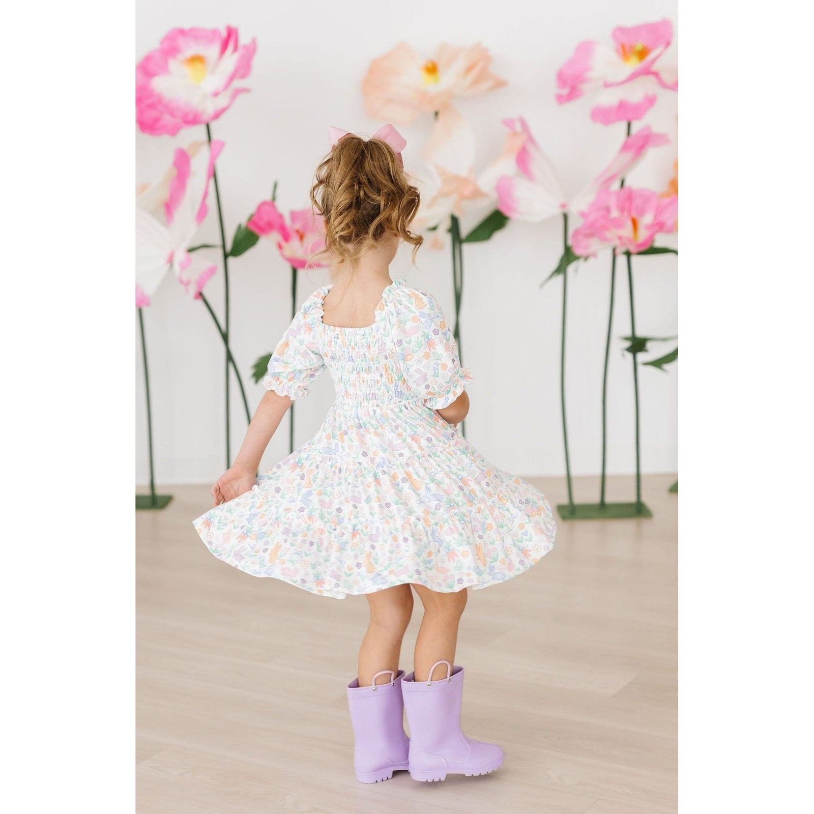 Hoppy Easter Smocked Ruffle Dress