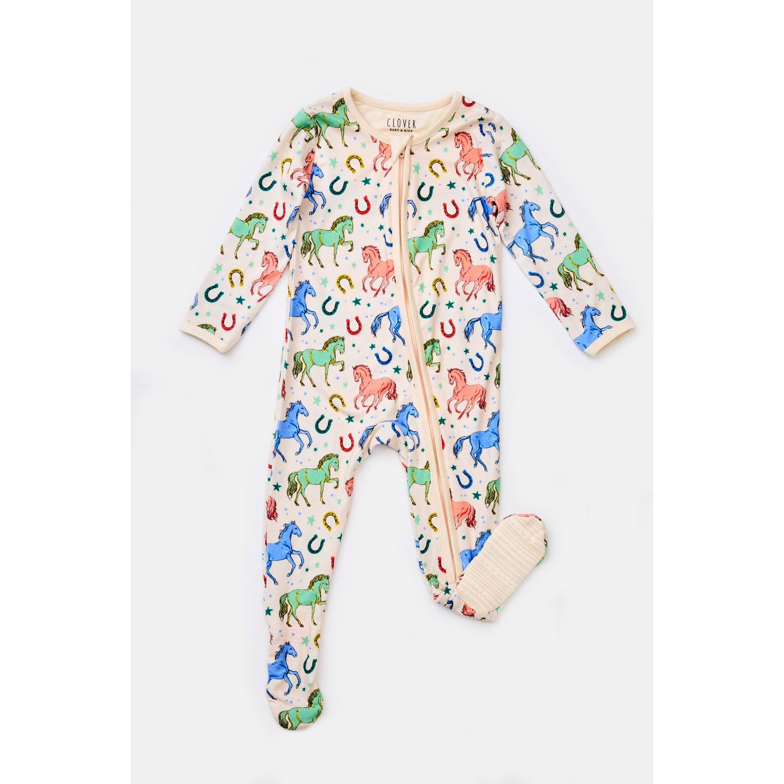 Soft & Stretchy Zipper Footie - Horses