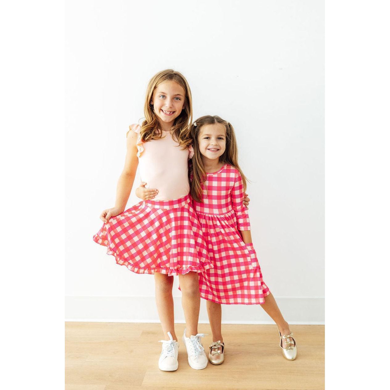 Hot Pink Gingham Ruffle Twirl Skort