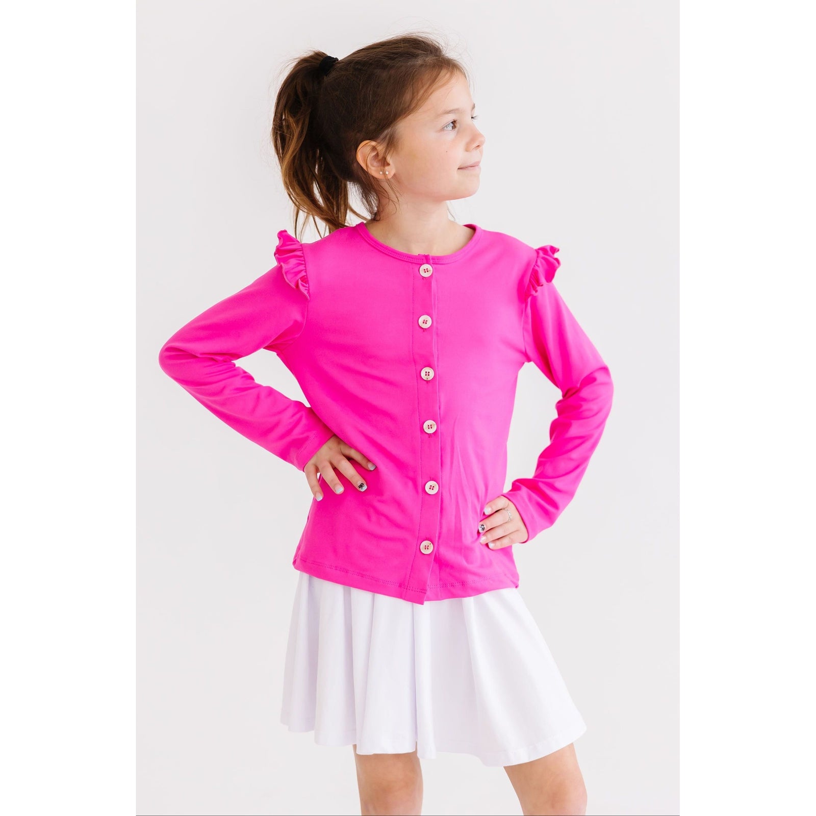 Hot Pink Ruffle Cardigan