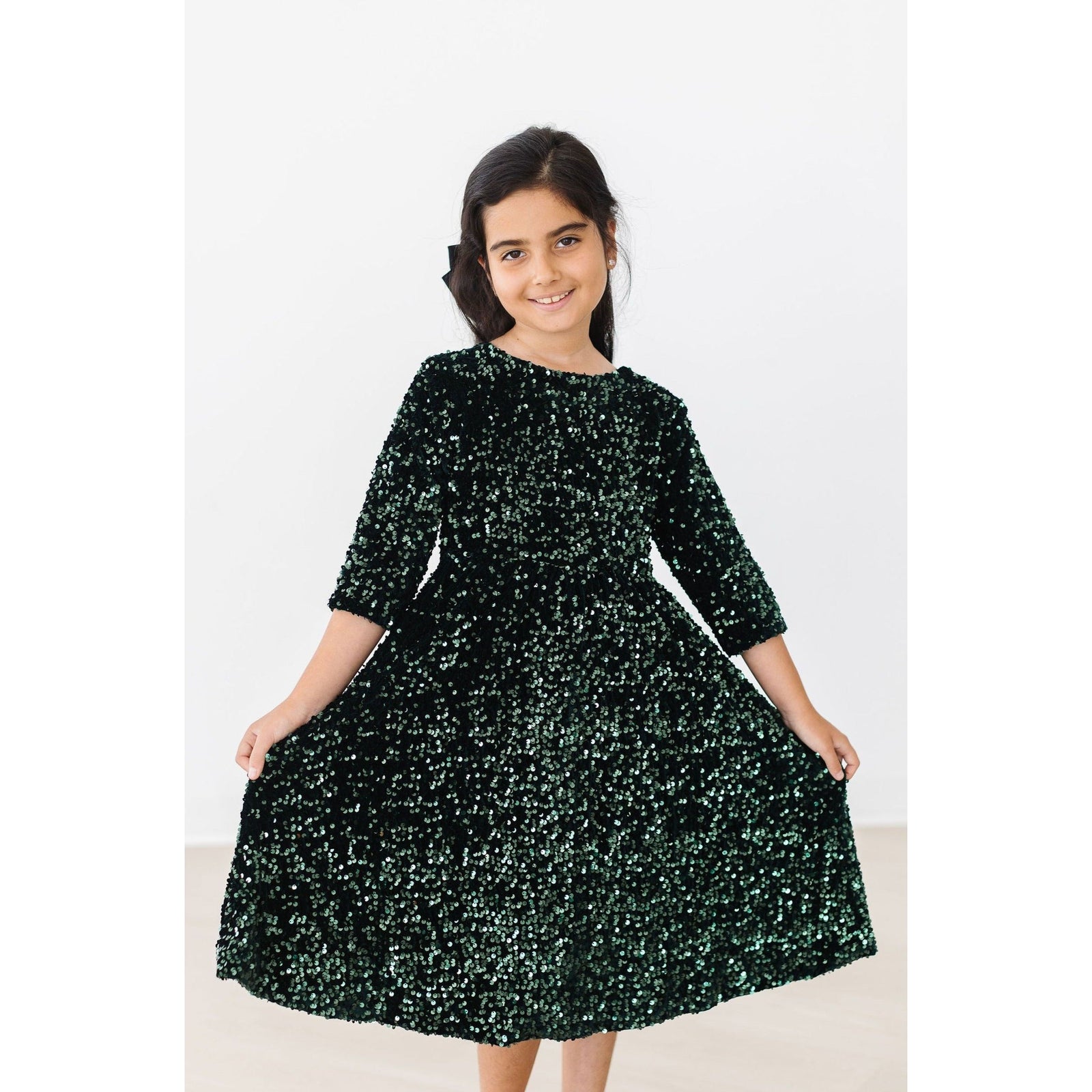 Hunter Green Velvet Sequin Dress