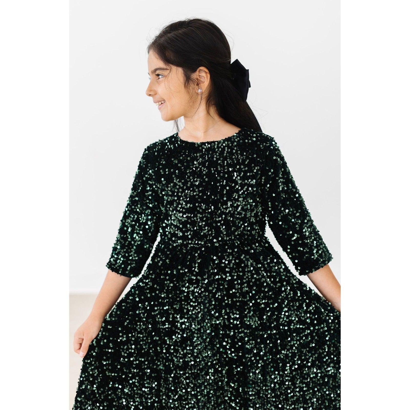 Hunter Green Velvet Sequin Dress
