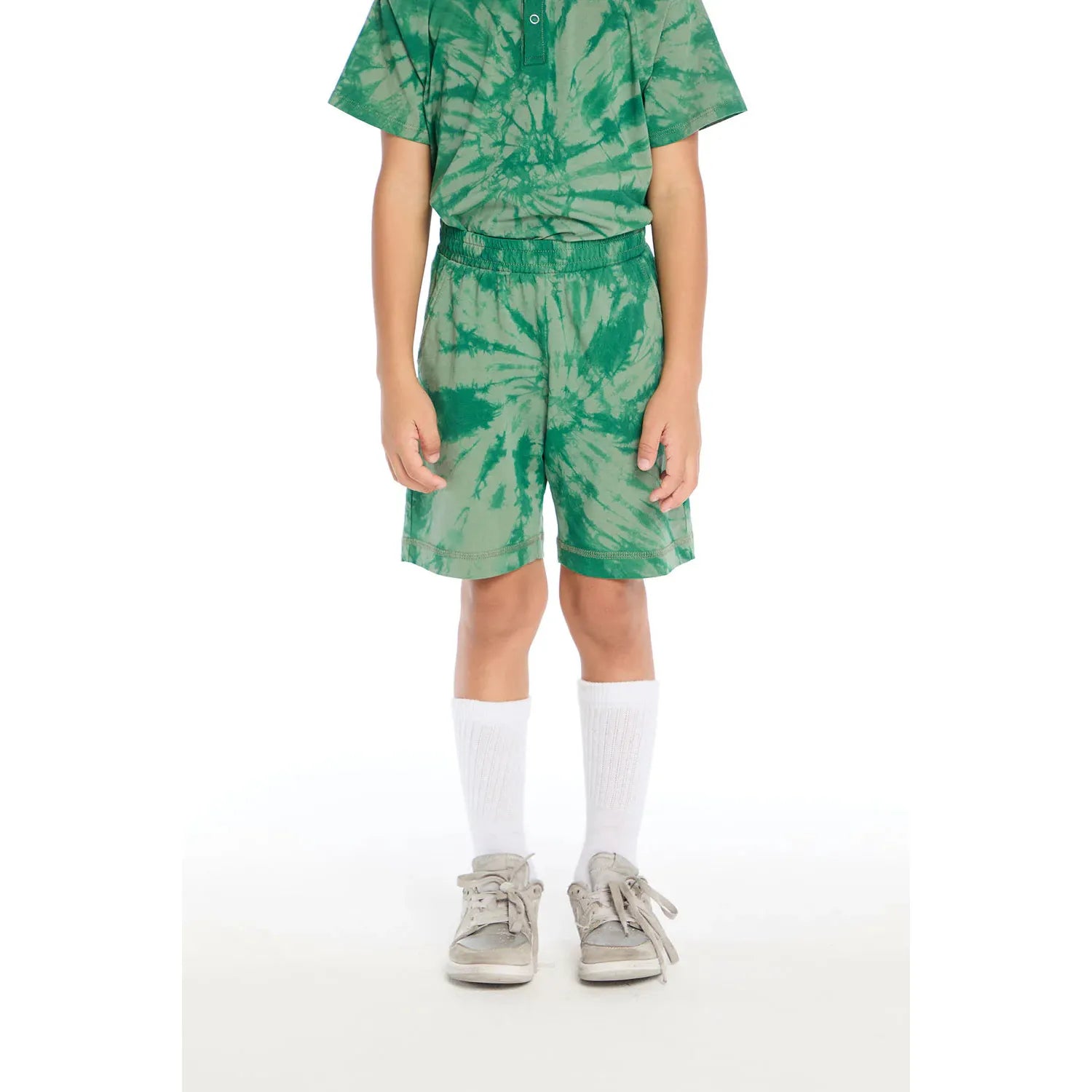 jersey cozy beach shorts | wild green tie dye