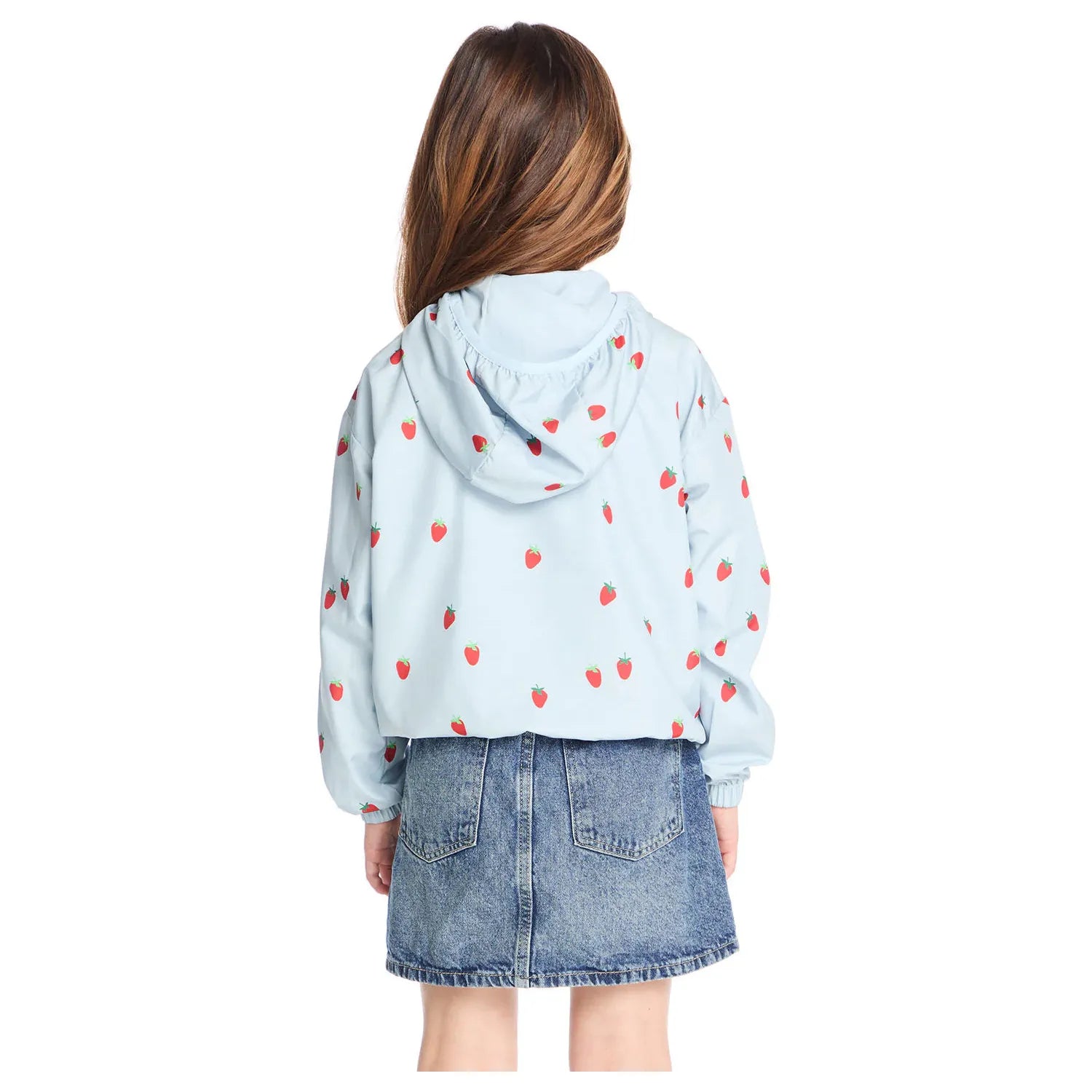 breezy woven zip up hoodie | all over strawberries