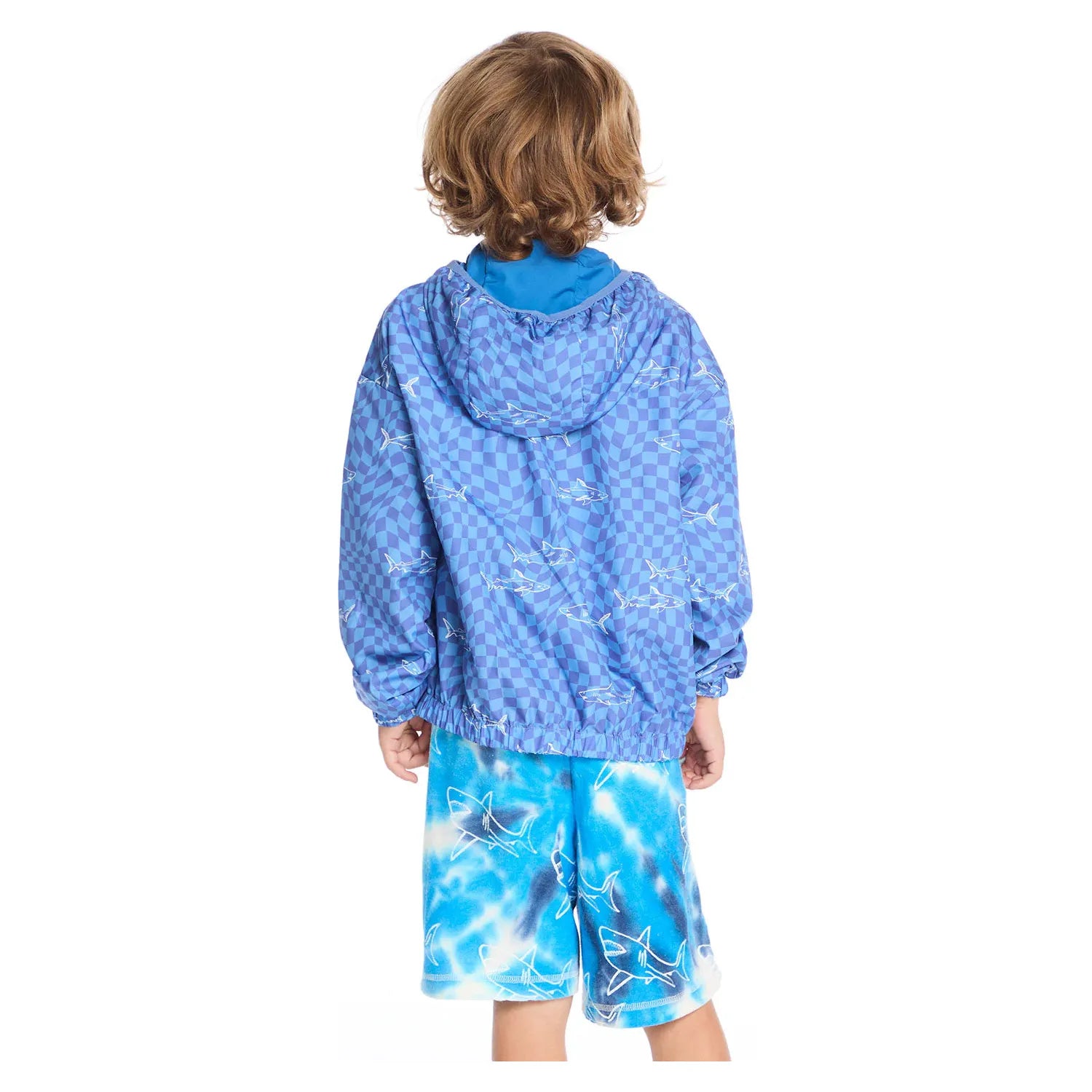 breezy woven zip up hoodie | shark check